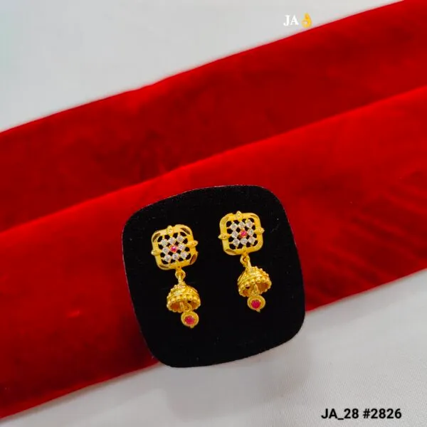 1 Gram Gold Plated Designer Stone Mini Jhumka Earrings DN-2826