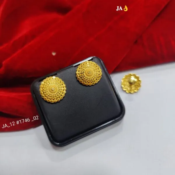 1 Gram Gold Plated Circular Mesh Stud Earrings DN-1746