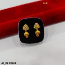 1 Gram Gold Plated Triangle Stone Studded Mini Jhumka Earrings DN-2834