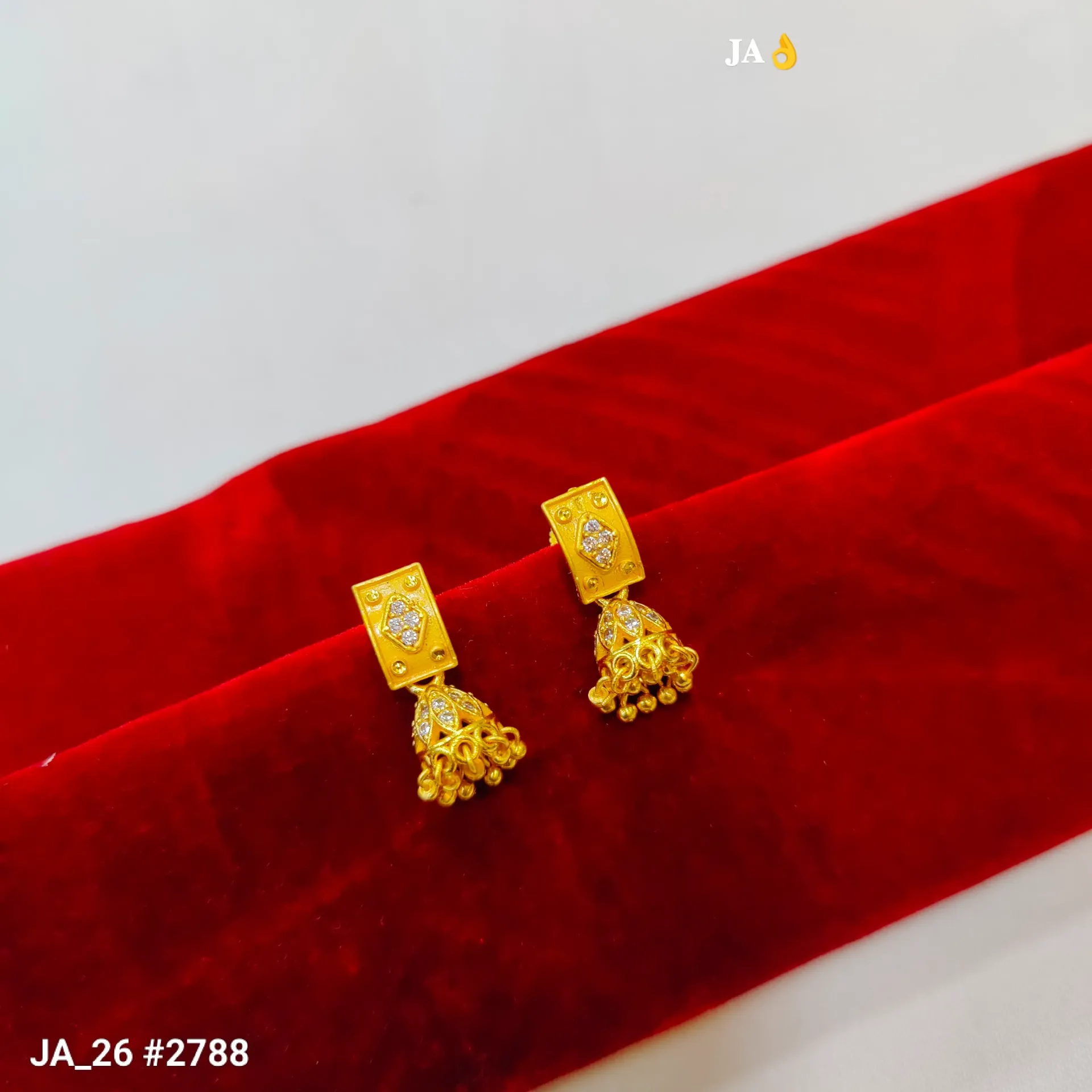 1 Gram Gold Plated Rectangular Jhumka Drop Earrings DN-2788