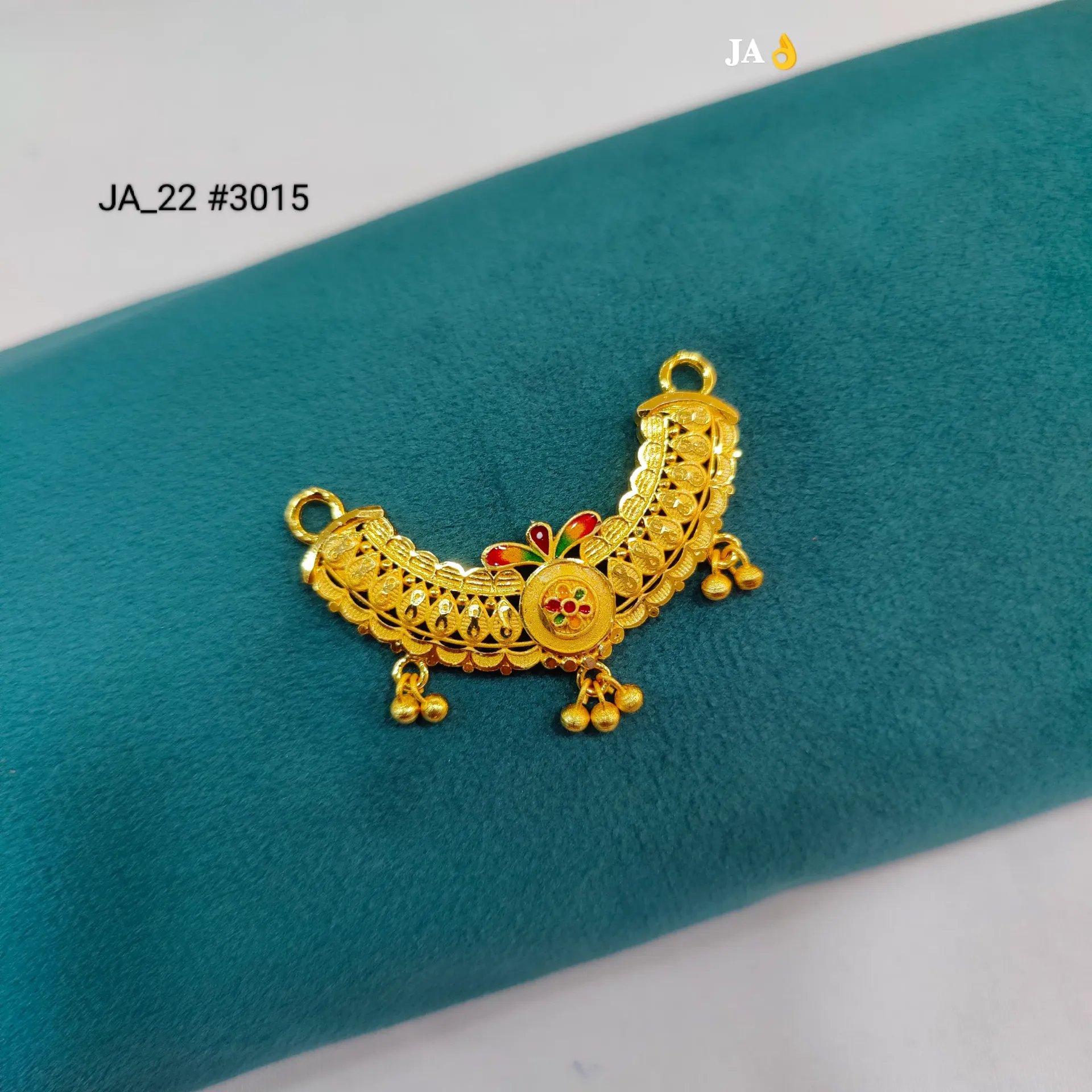 Traditional Gold Plated Floral Arc Design Meenakari Mangalsutra Pendant DN-3015