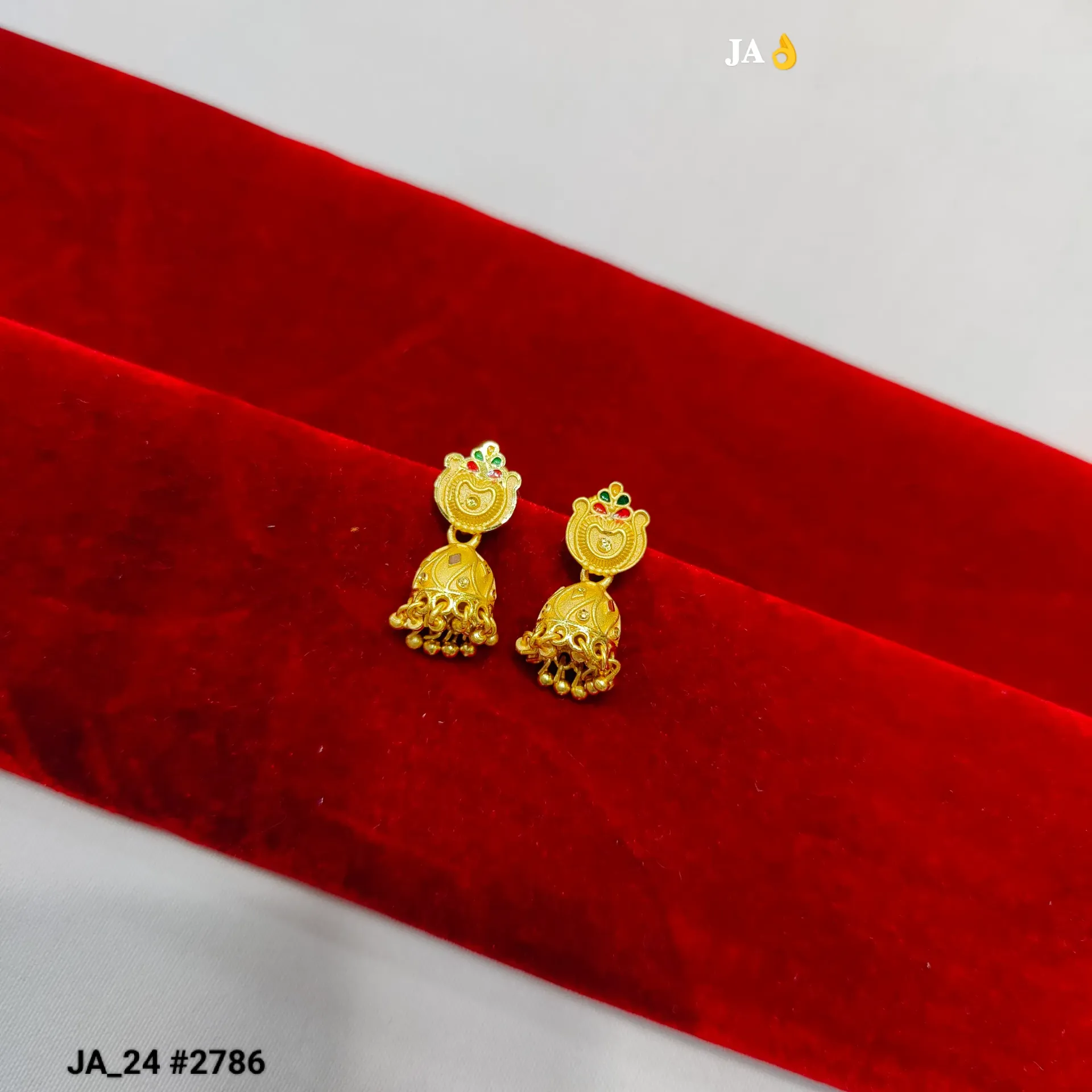 1 Gram Gold Plated Traditional Heart Motif Jhumka Earrings DN-2786