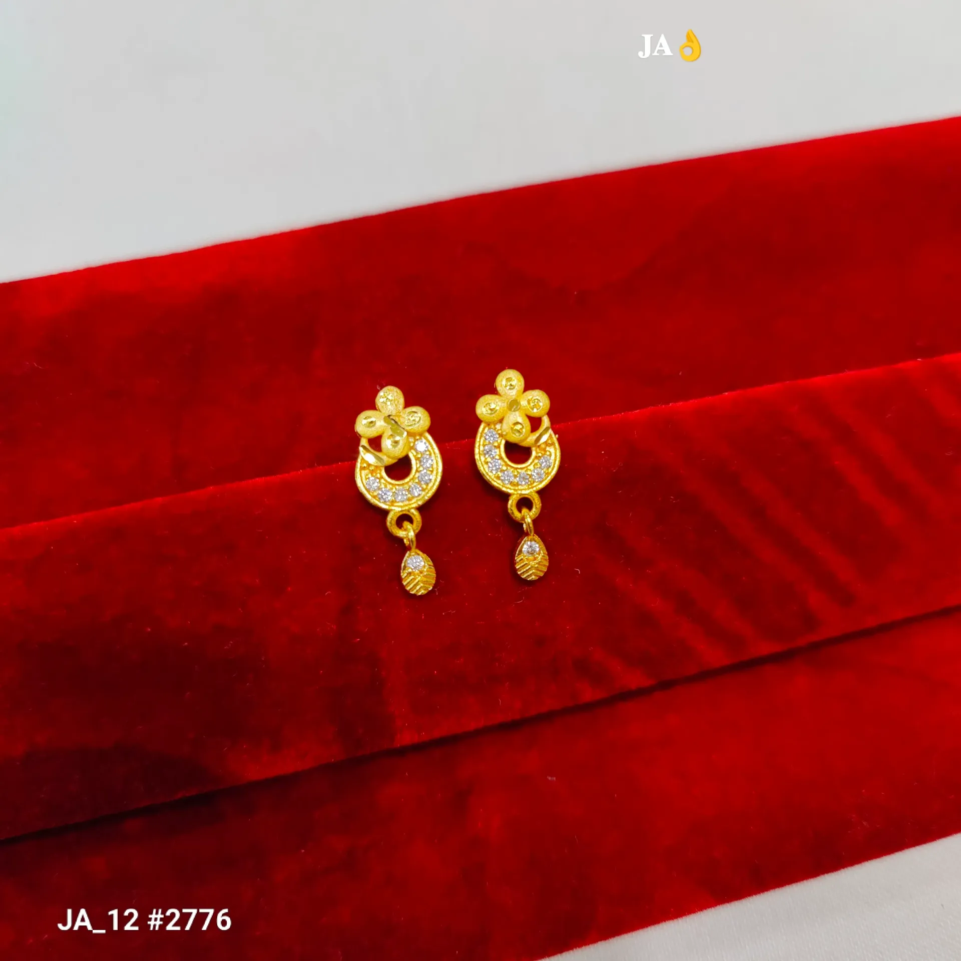 1 Gram Gold Plated Floral Half Moon Drop Earrings DN-2776