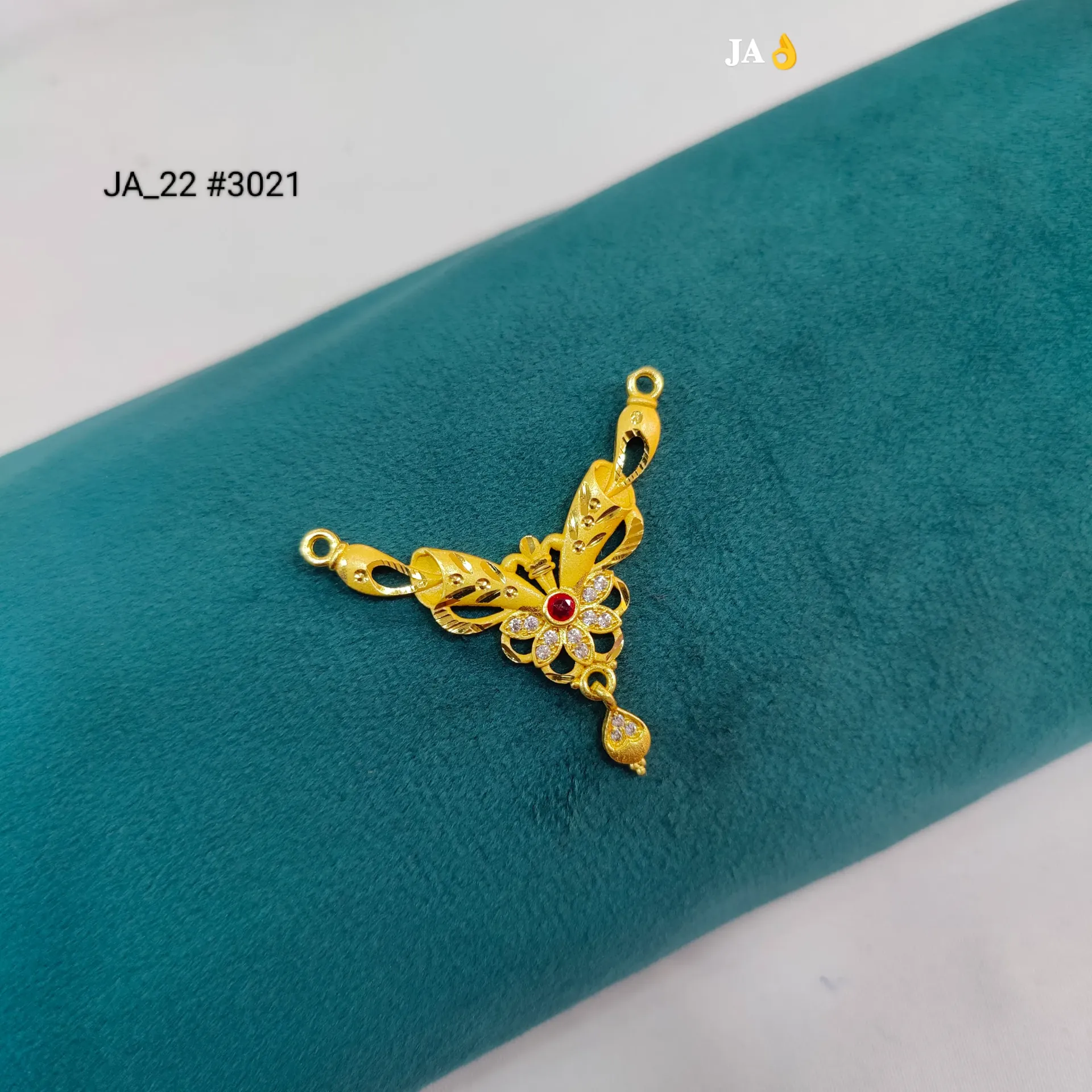 Traditional Gold Plated Floral Stone Studded Mangalsutra Pendant DN-3021
