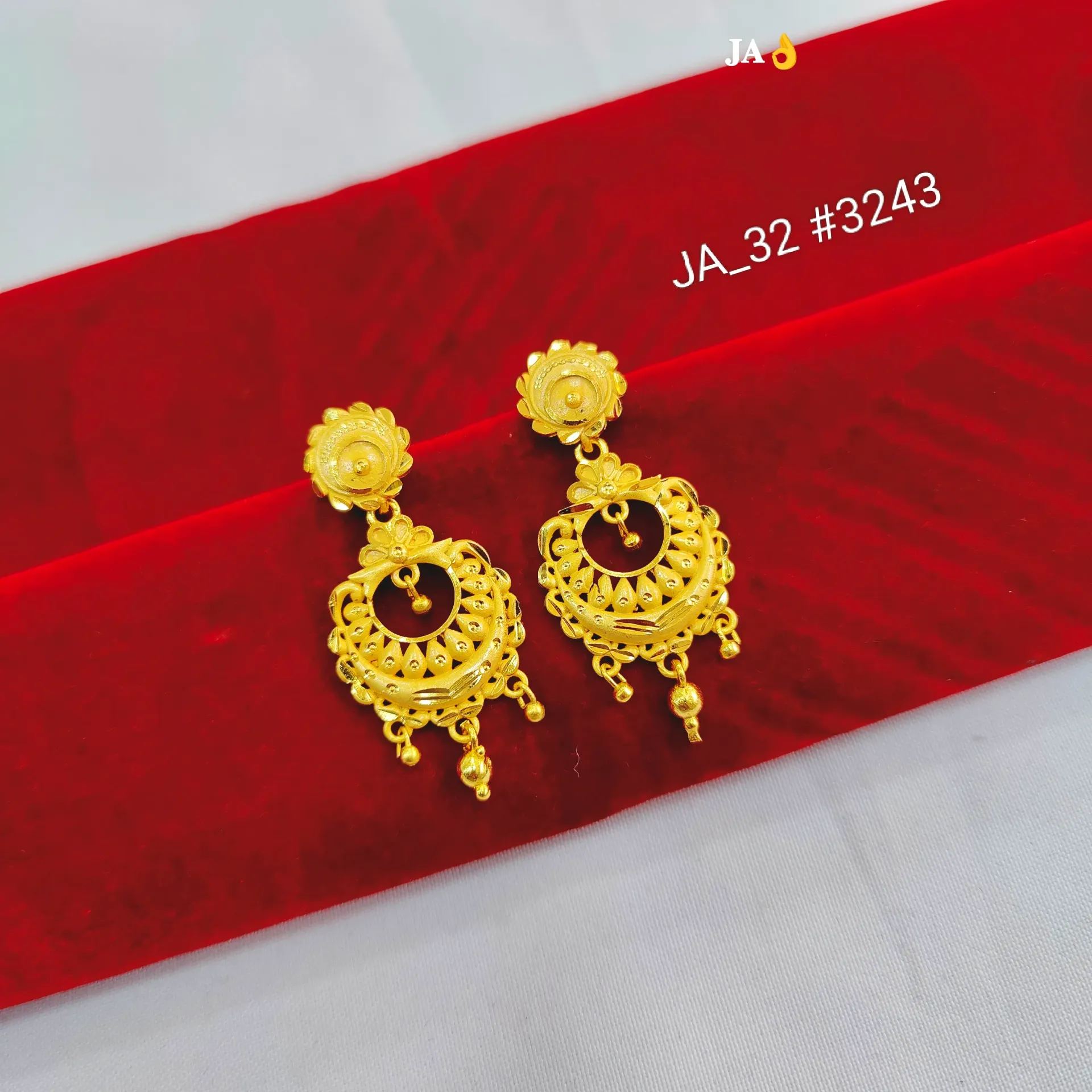 1 Gram Gold Plated Traditional Chandbali Jhumka Earrings DN-3243