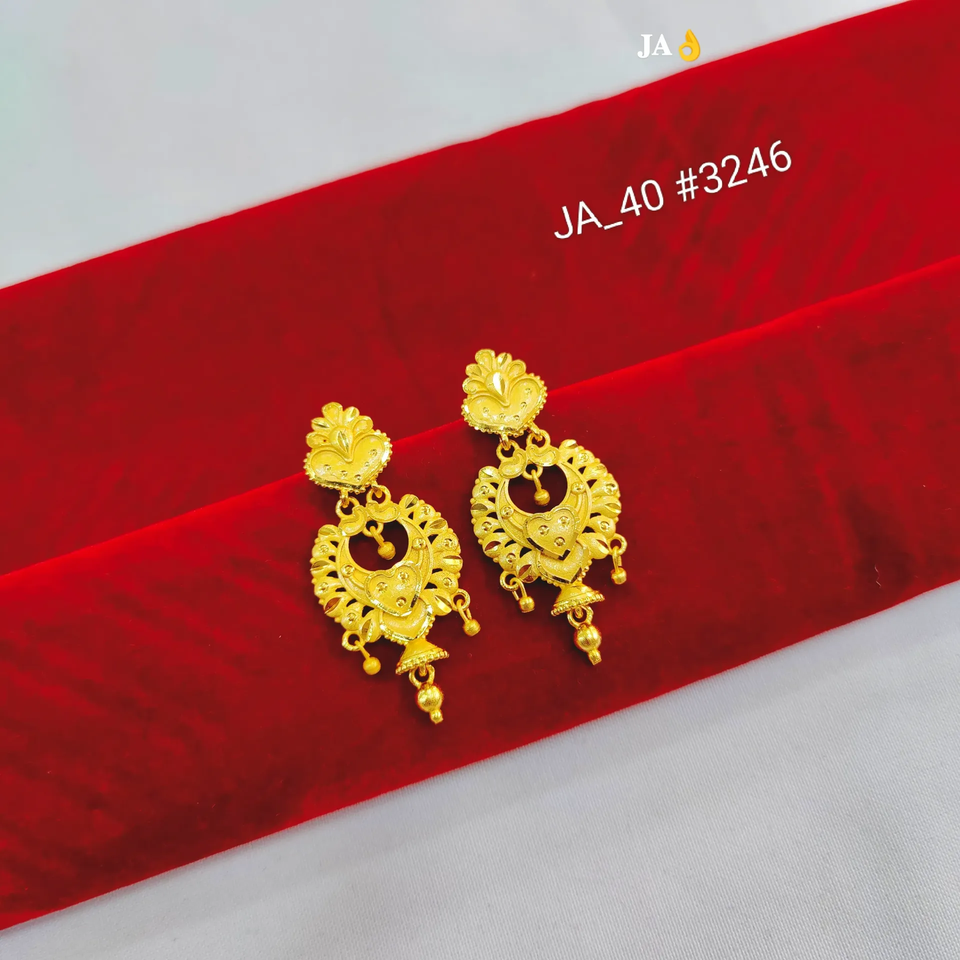 1 Gram Gold Plated Heart Chandbali Earrings DN-3246