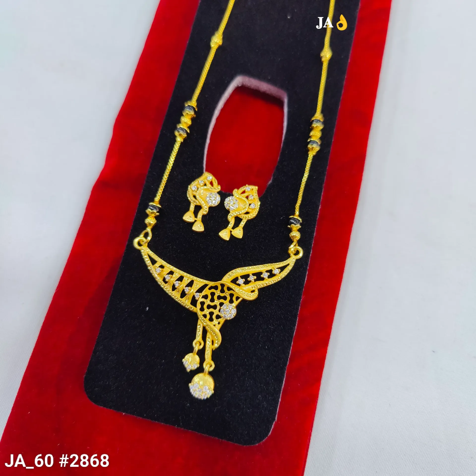 1 Gram Gold Plated Designer Stone Studded Mangalsutra Set DN-2868