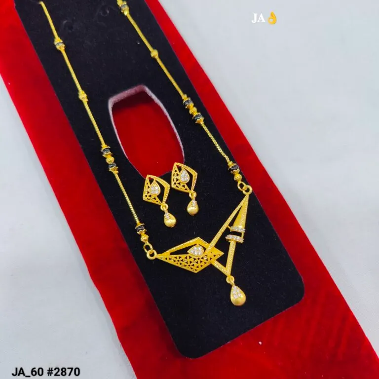 1 Gram Gold Plated Geometric Designer Mangalsutra Set DN-2870