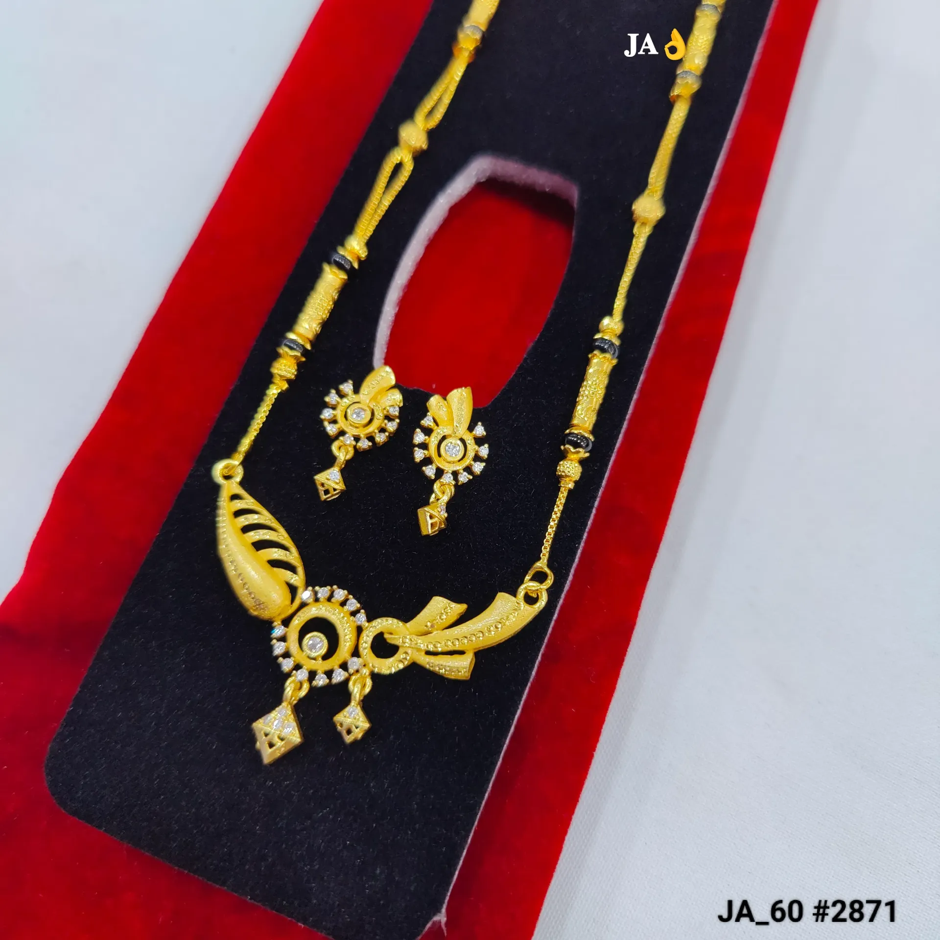 1 Gram Gold Plated Artistic Designer Mangalsutra Set DN-2871