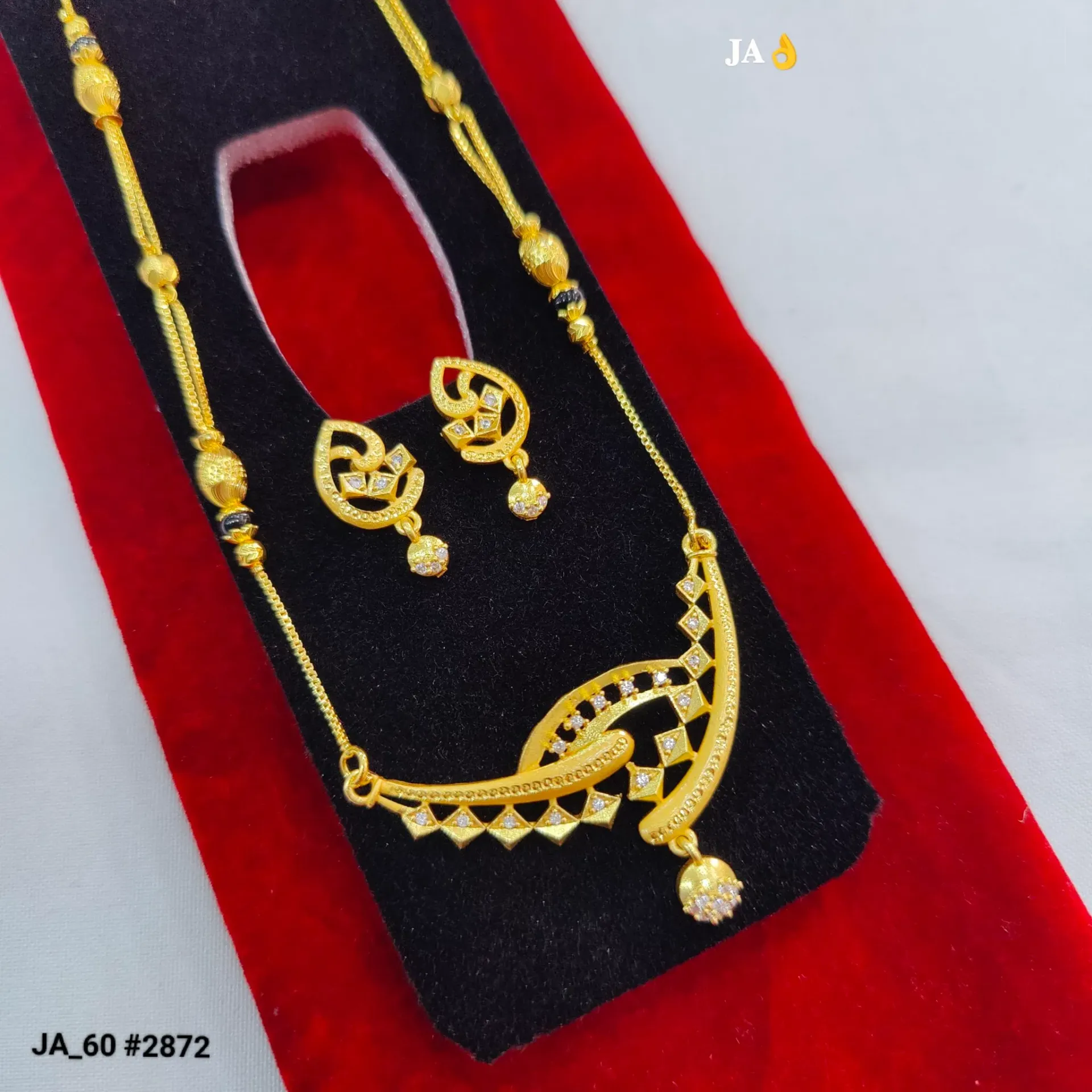 1 Gram Gold Plated Elegant Designer Mangalsutra Set DN-2872