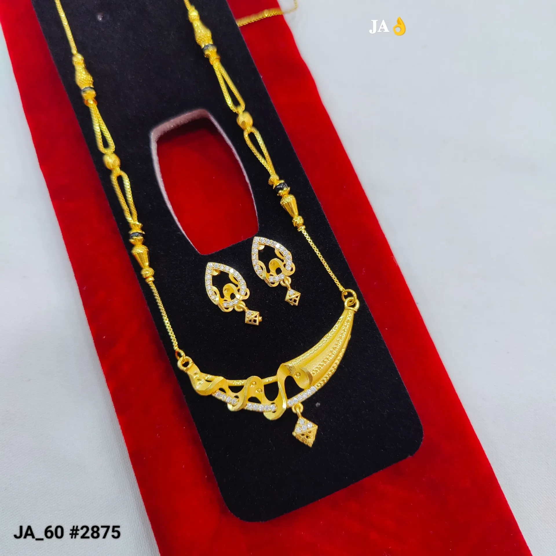 1 Gram Gold Plated Stylish Stone Studded Mangalsutra Set DN-2875