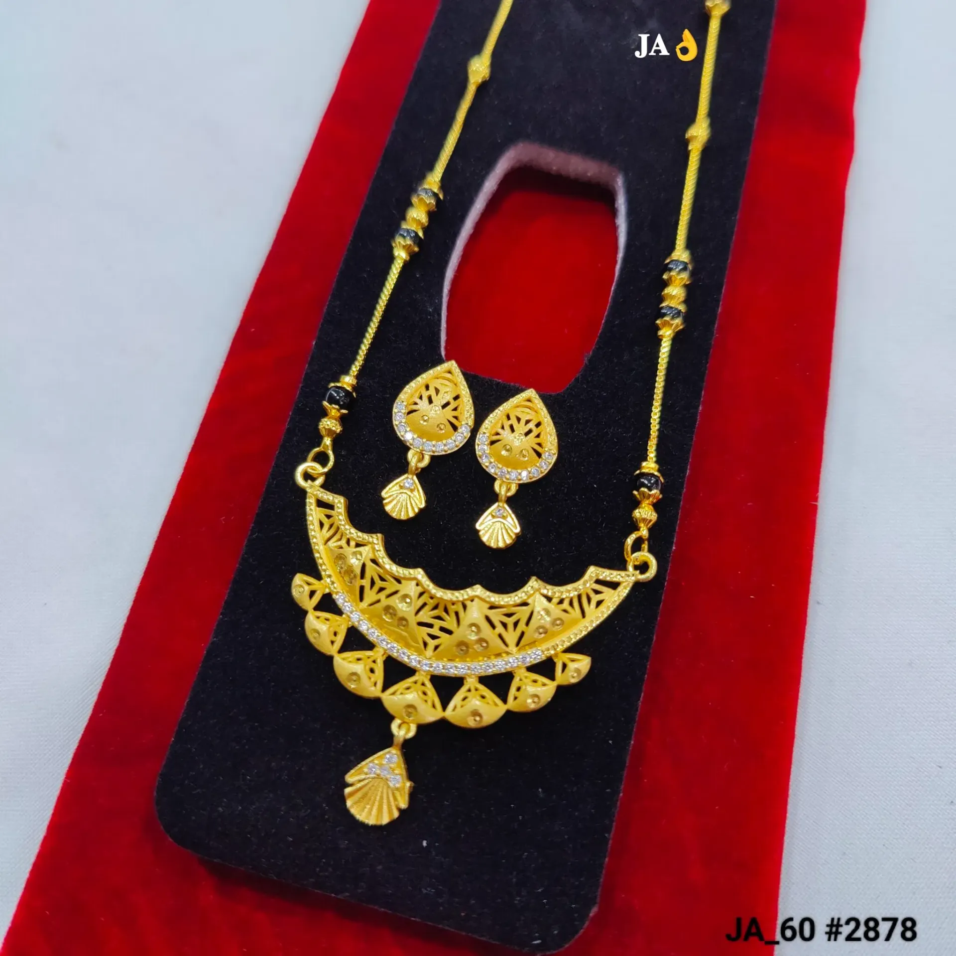 1 Gram Gold Plated Artistic Cutwork Mangalsutra Set DN-2878