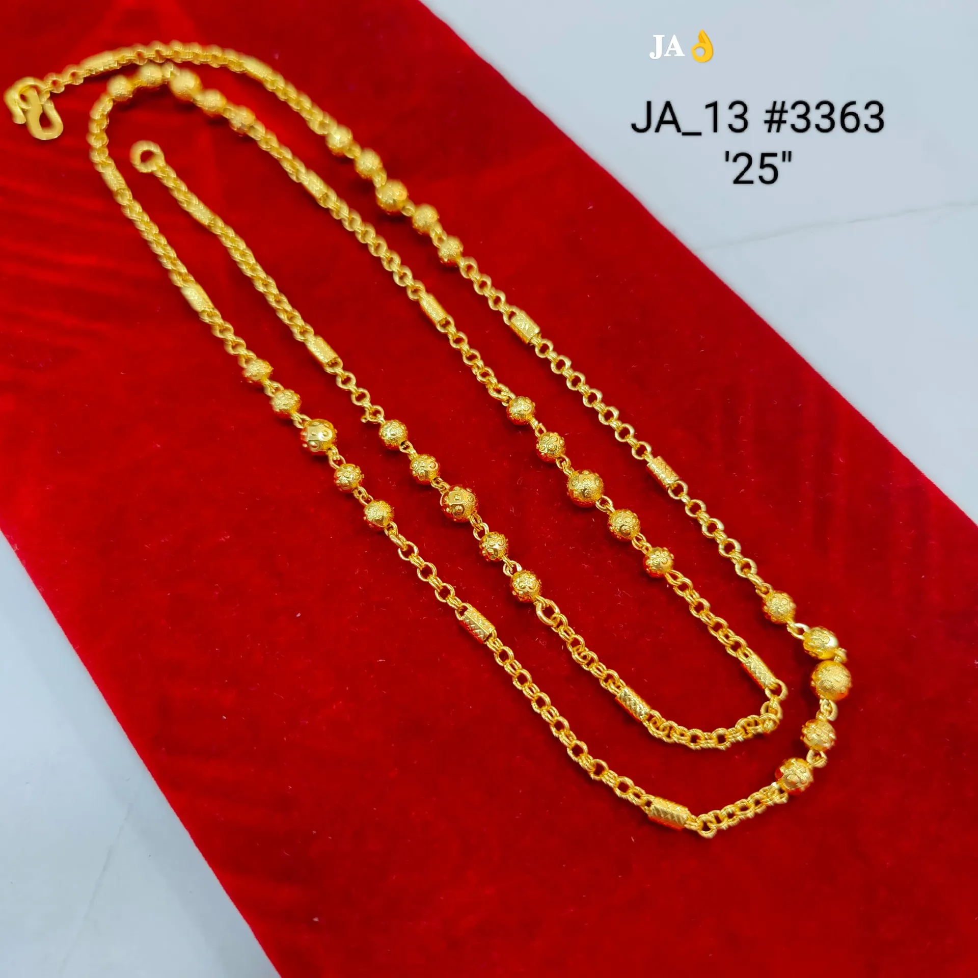 1 Gram Gold Plated Designer Beaded Chain Necklace DN-3363
