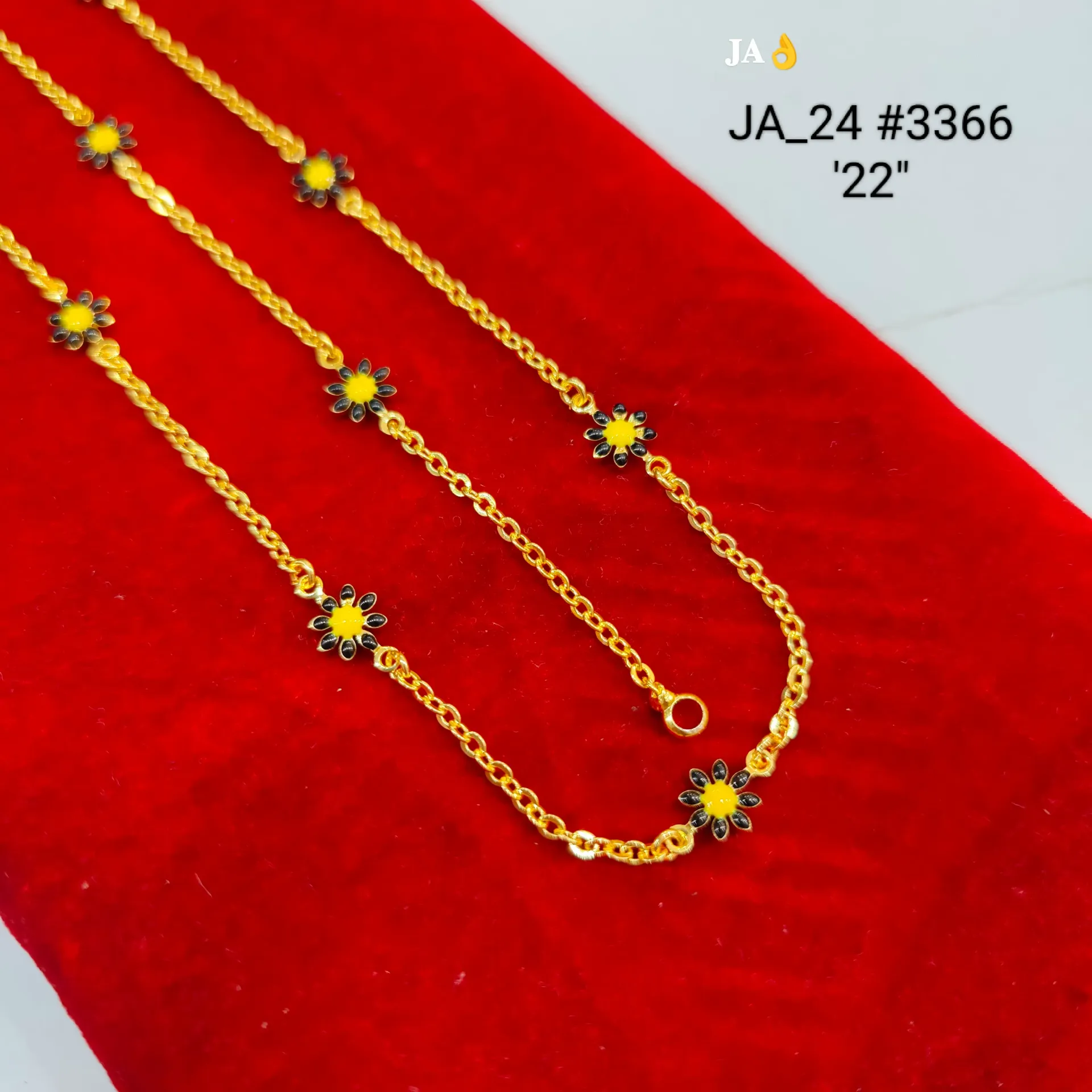 1 Gram Gold Plated Floral Designer Chain Necklace DN-3366