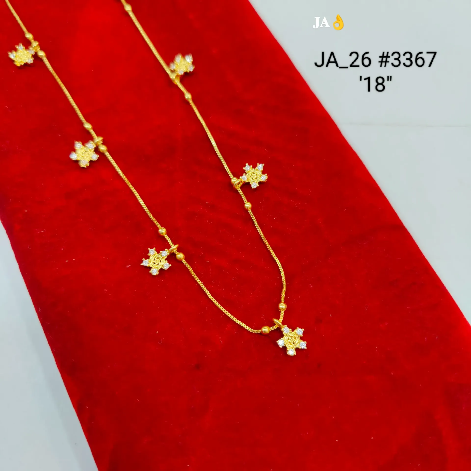 1 Gram Gold Plated Floral Stone Chain Necklace DN-3367