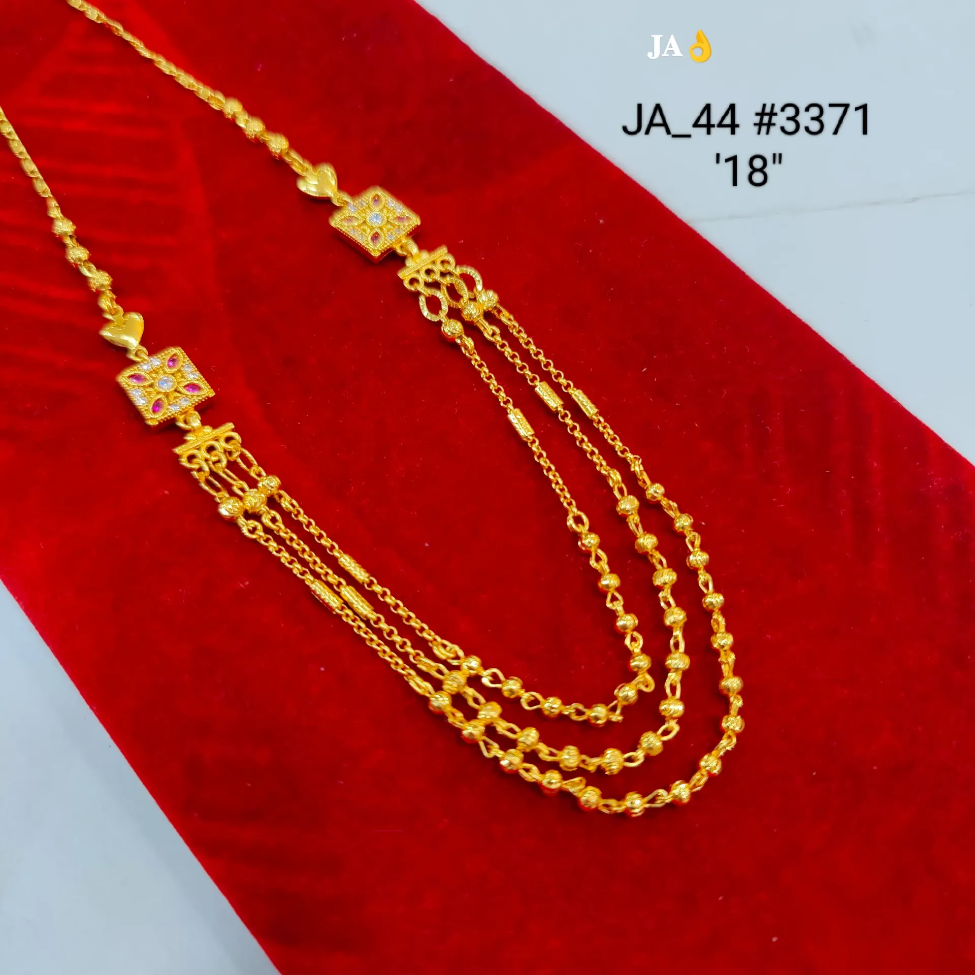 1 Gram Gold Plated Layered Beaded Designer Necklace DN-3371