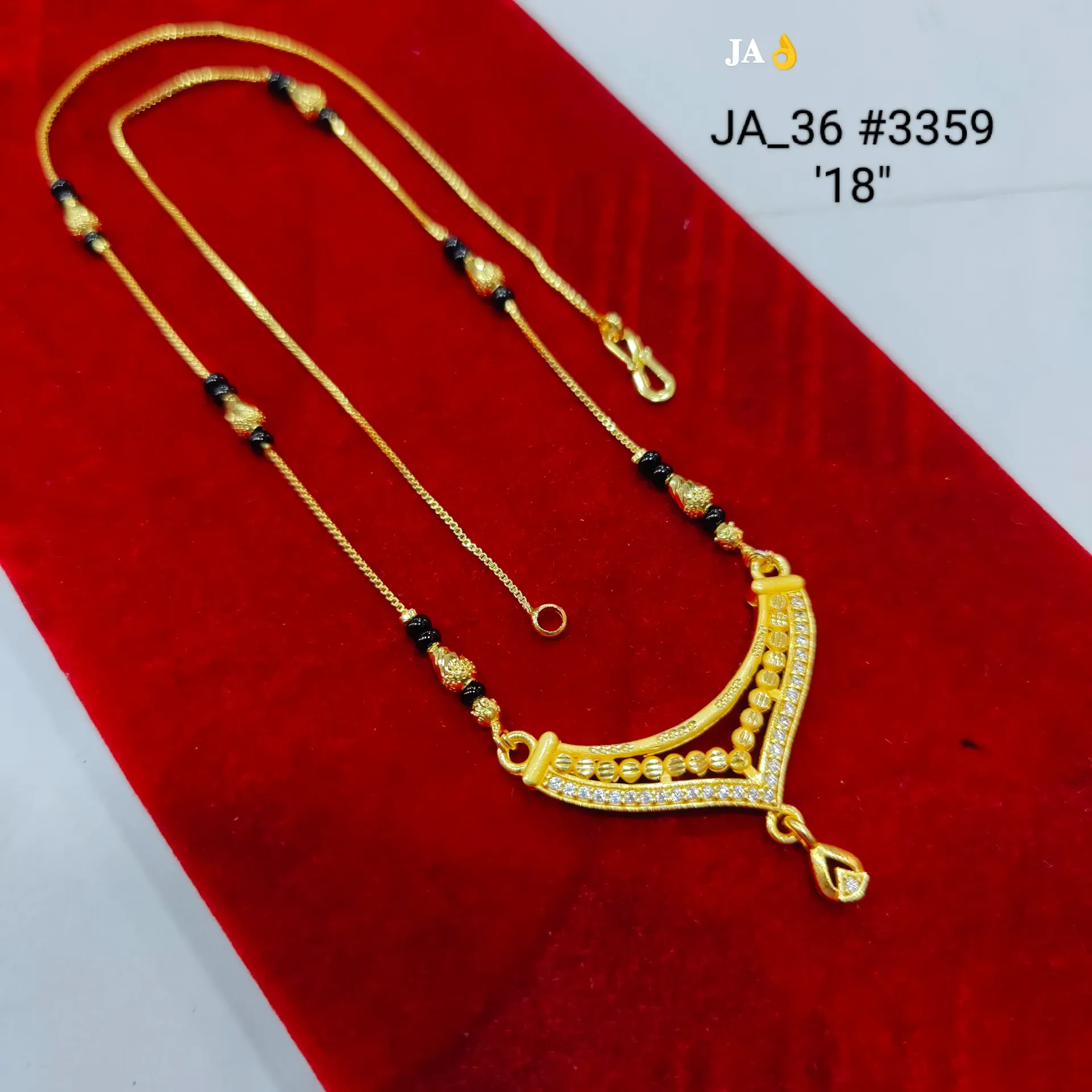 1 Gram Gold Plated Stone Studded Designer Mangalsutra DN-3359