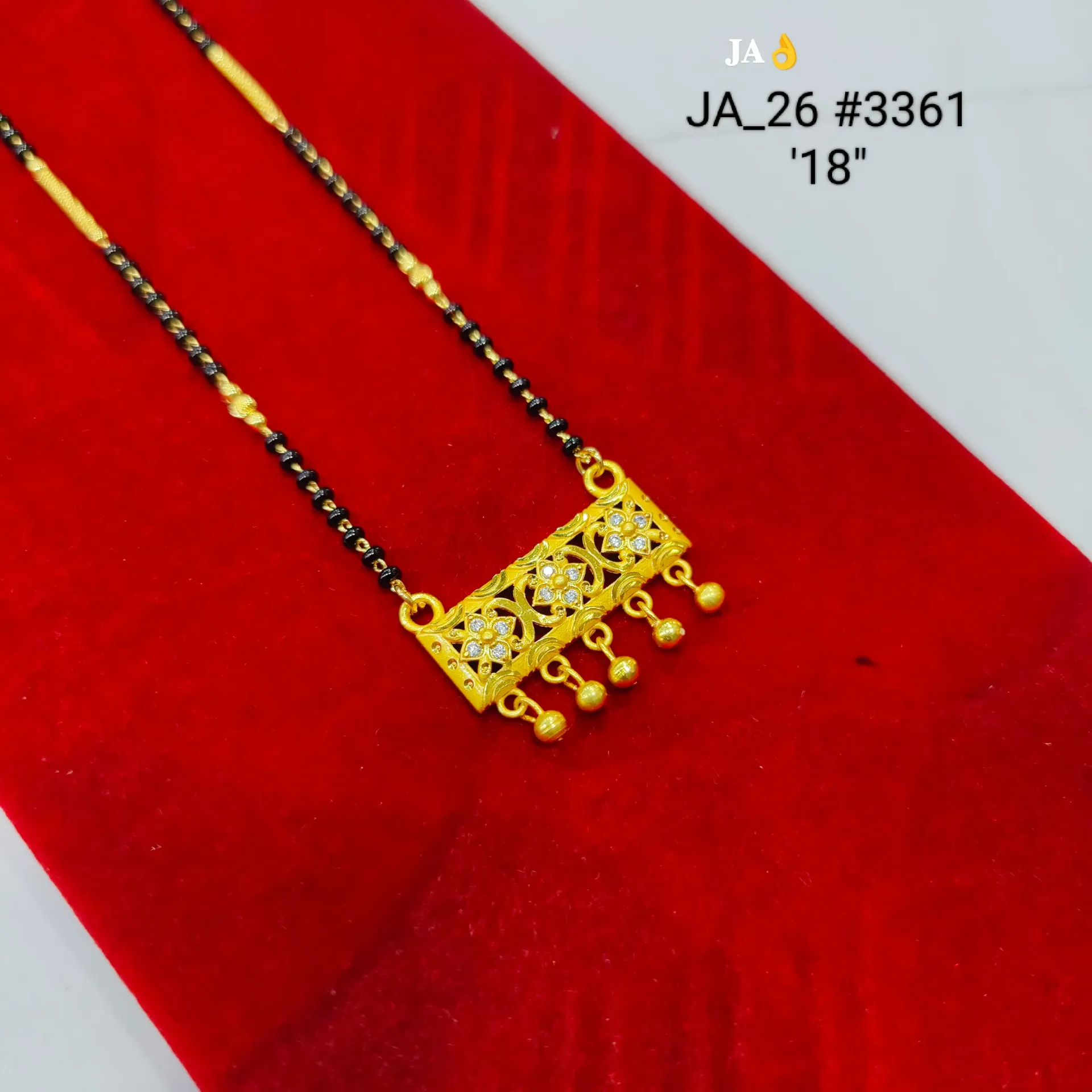 1 Gram Gold Plated Floral Designer Mangalsutra DN-3361