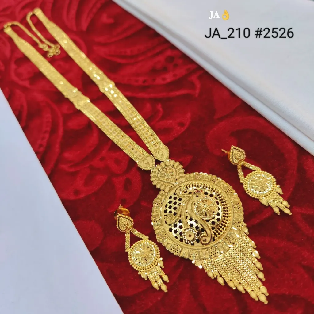 1 Gram Gold Plated Floral Designer Traditional Necklace Set With Earring DN-2526