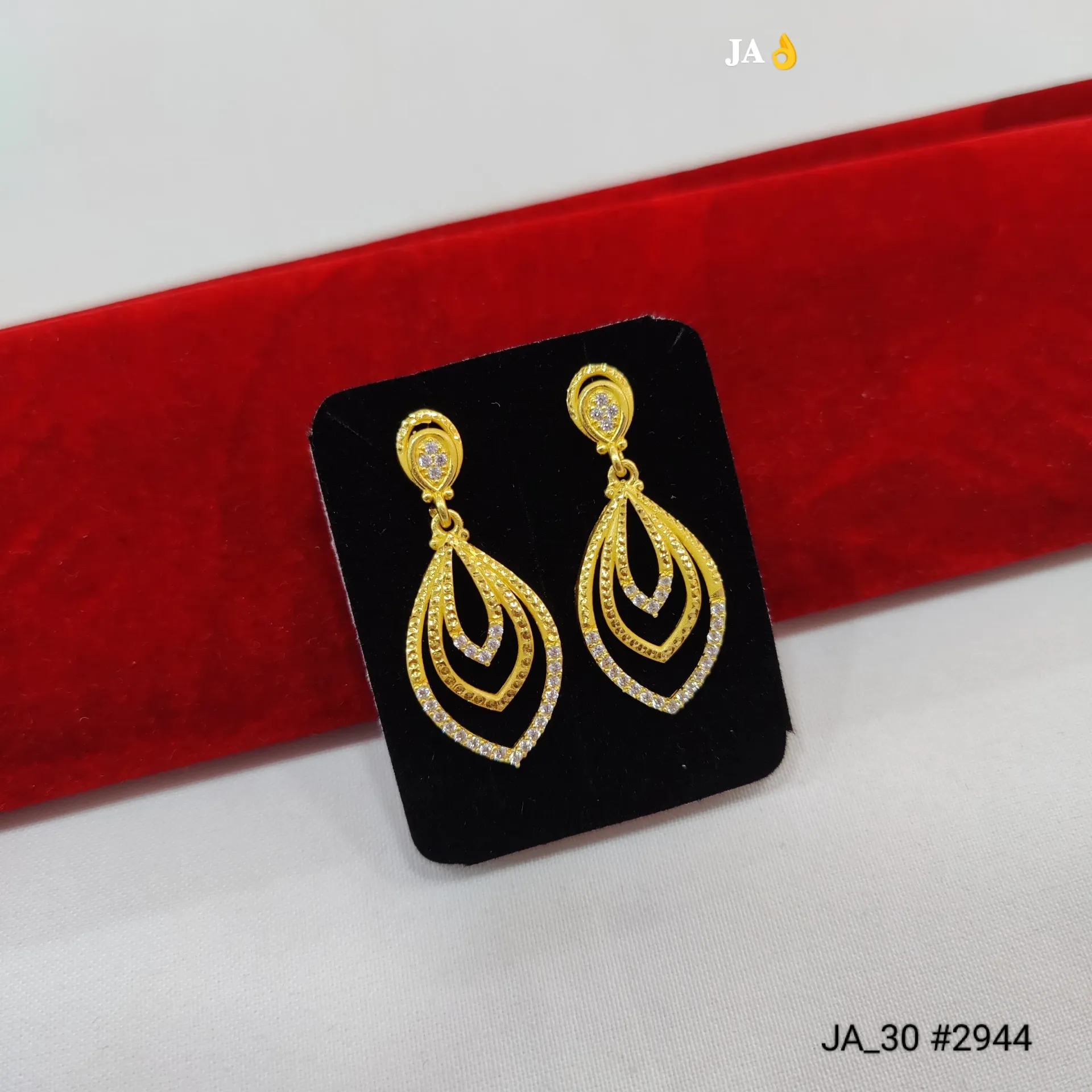 Elegant Gold Plated Layered Teardrop Crystal Earrings DN-2944