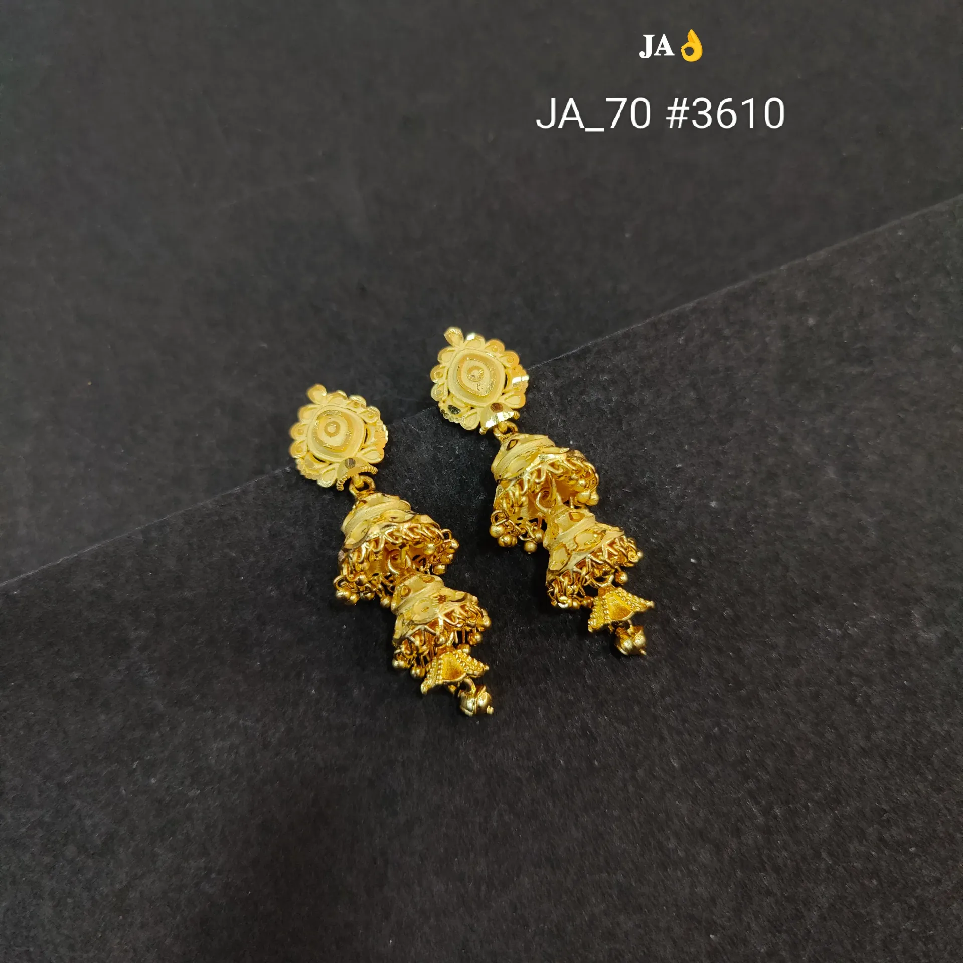 Traditional Layered Gold Finish Jhumka Earrings DN-3610