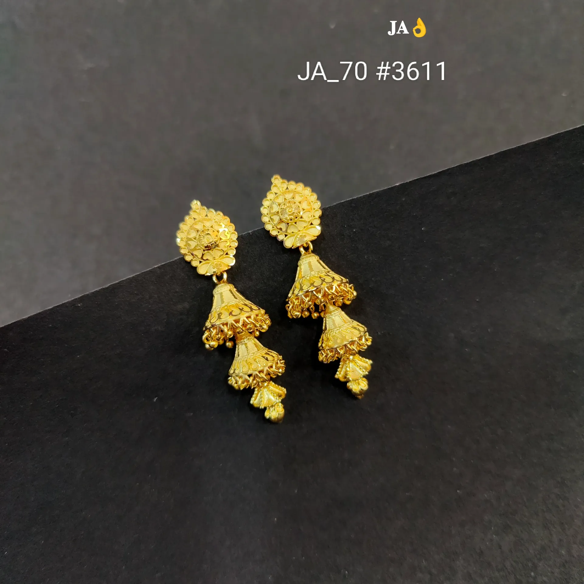 Traditional Dual-Layer Gold Finish Jhumka Earrings DN-3611