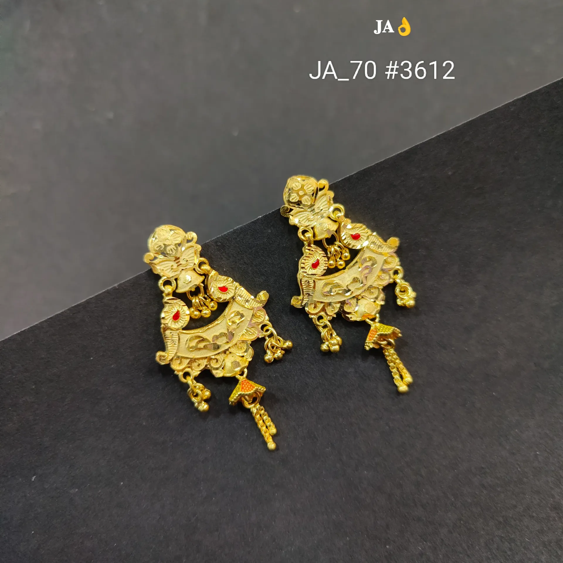 Traditional Peacock Design Gold Finish Earrings DN-3612