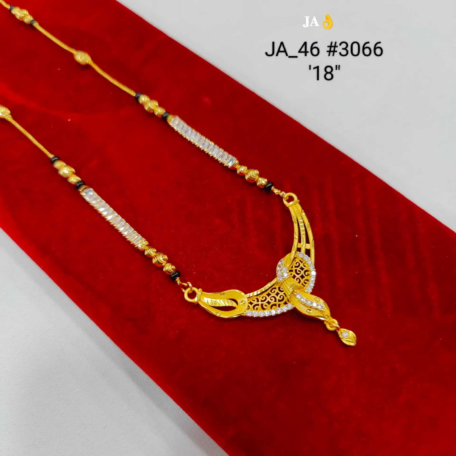 1 Gram Gold Plated Designer Cutwork Mangalsutra Necklace DN-3066 "18"Inch
