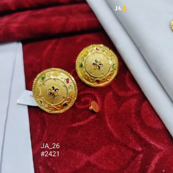 1 Gram Gold Plated Traditional Round Stud Earrings DN-2421