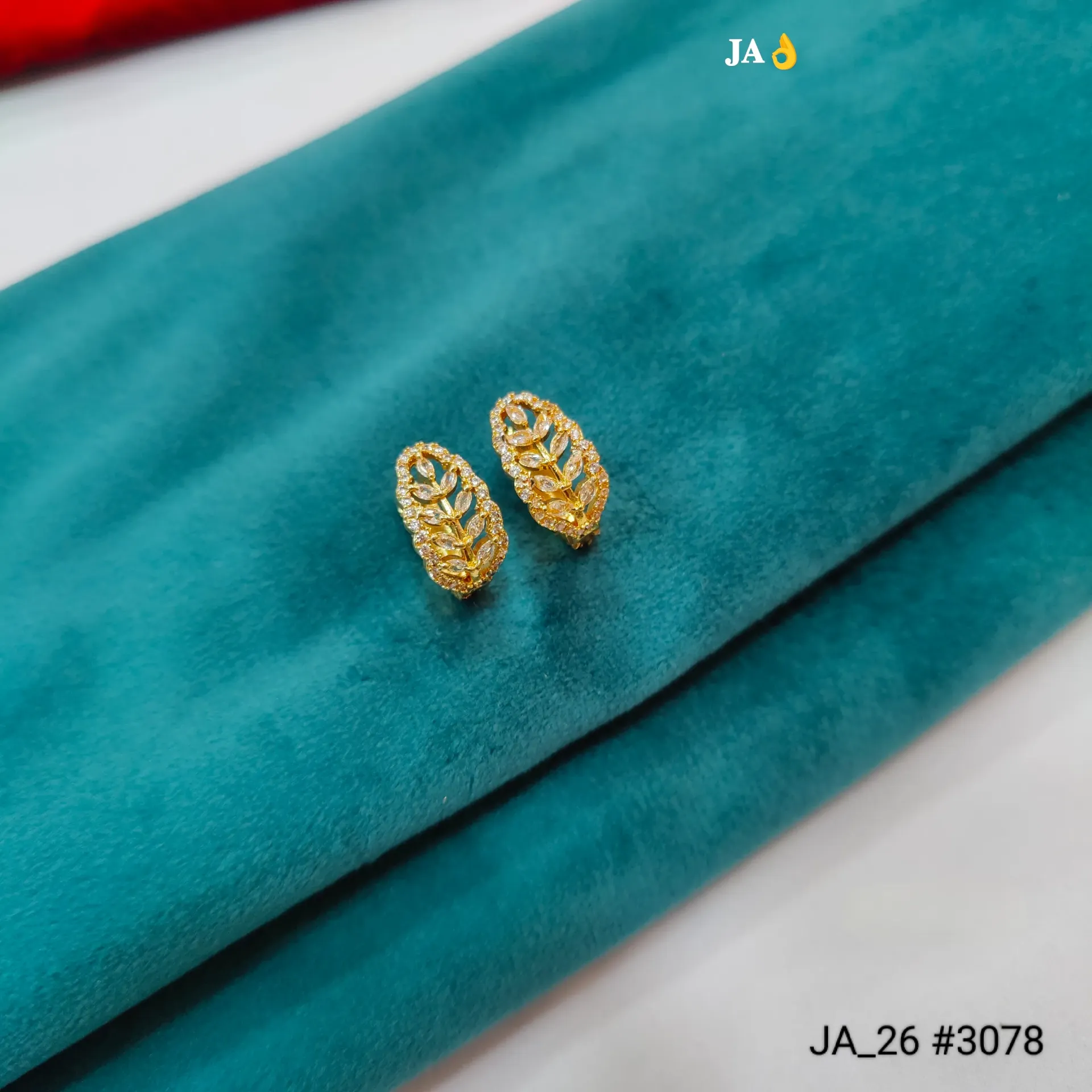 1 Gram Gold Plated Leaf Design Stud Earrings DN-3078