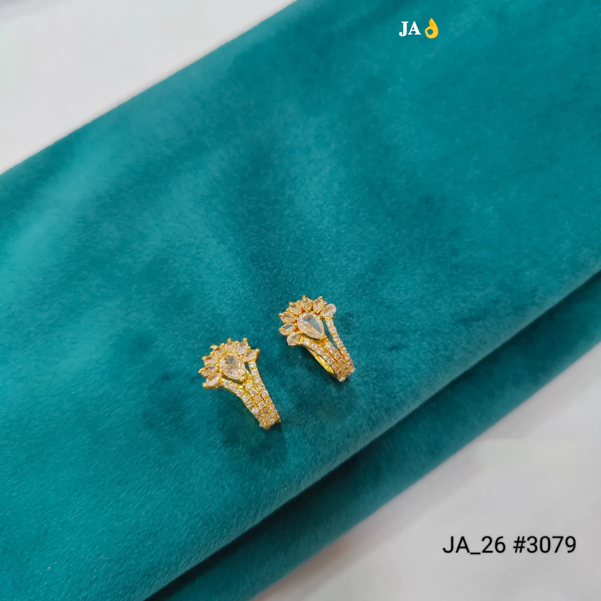 1 Gram Gold Plated Floral Stone Stud Earrings DN-3079