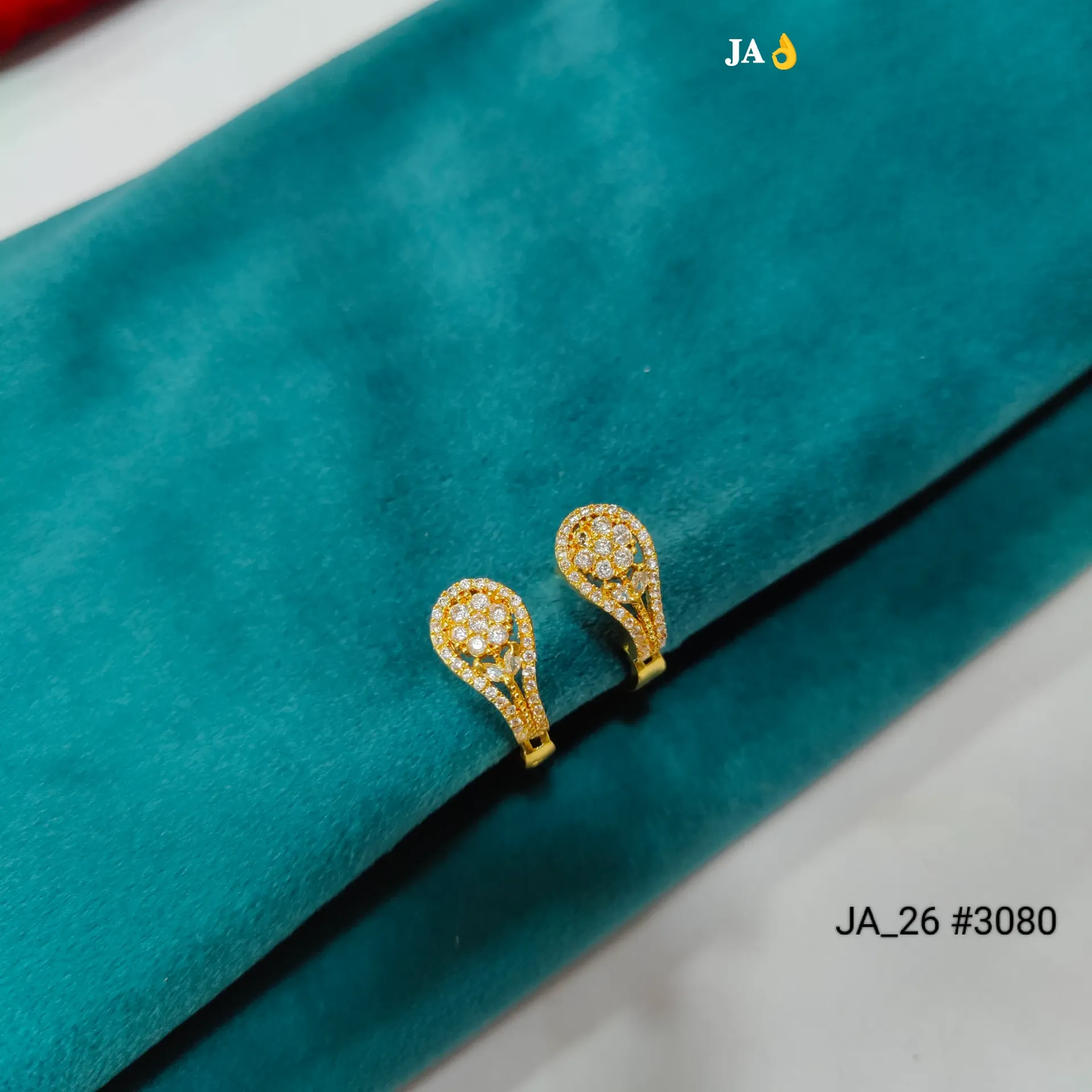 1 Gram Gold Plated Floral Teardrop Stud Earrings DN-3080