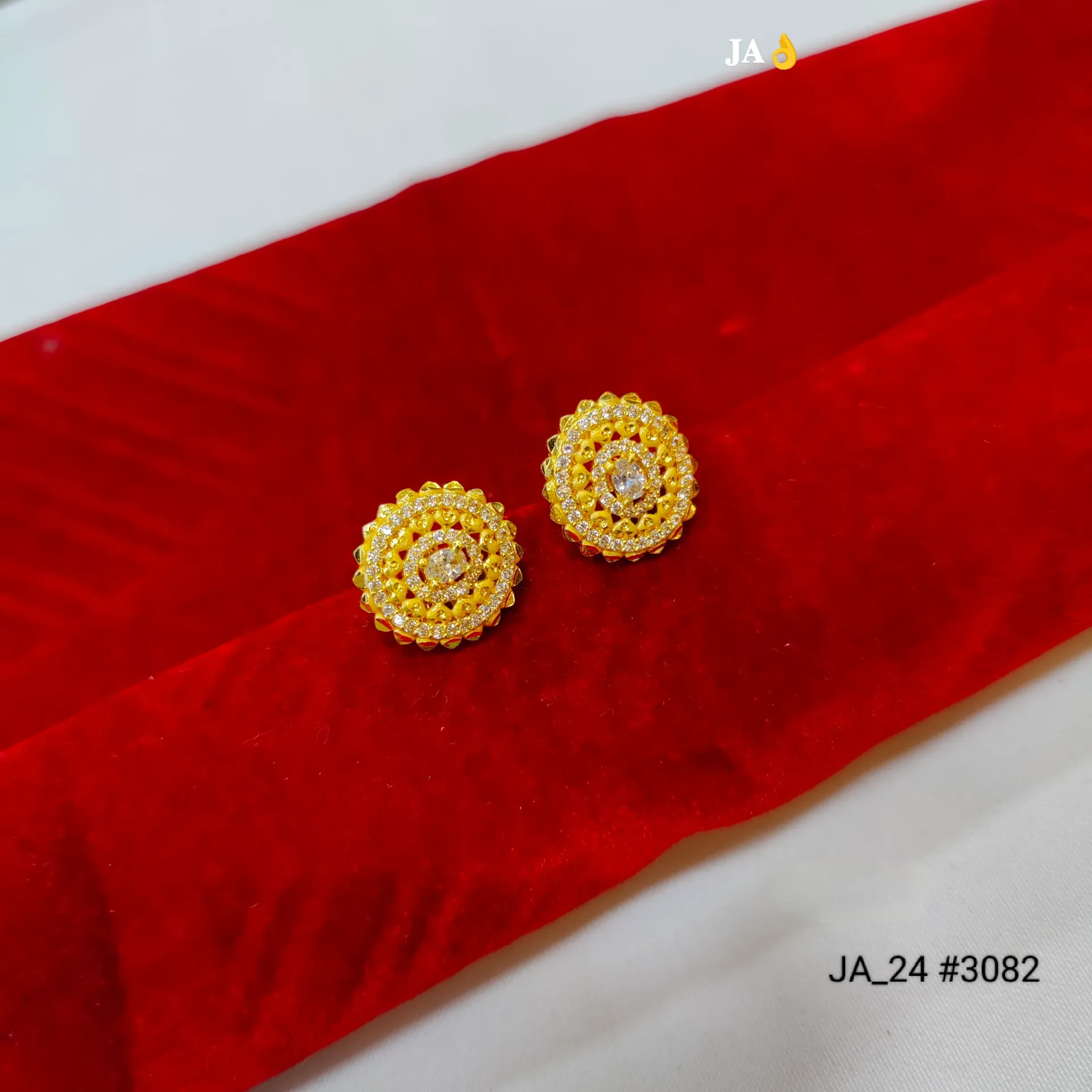 1 Gram Gold Plated Circular Stone Stud Earrings DN-3082