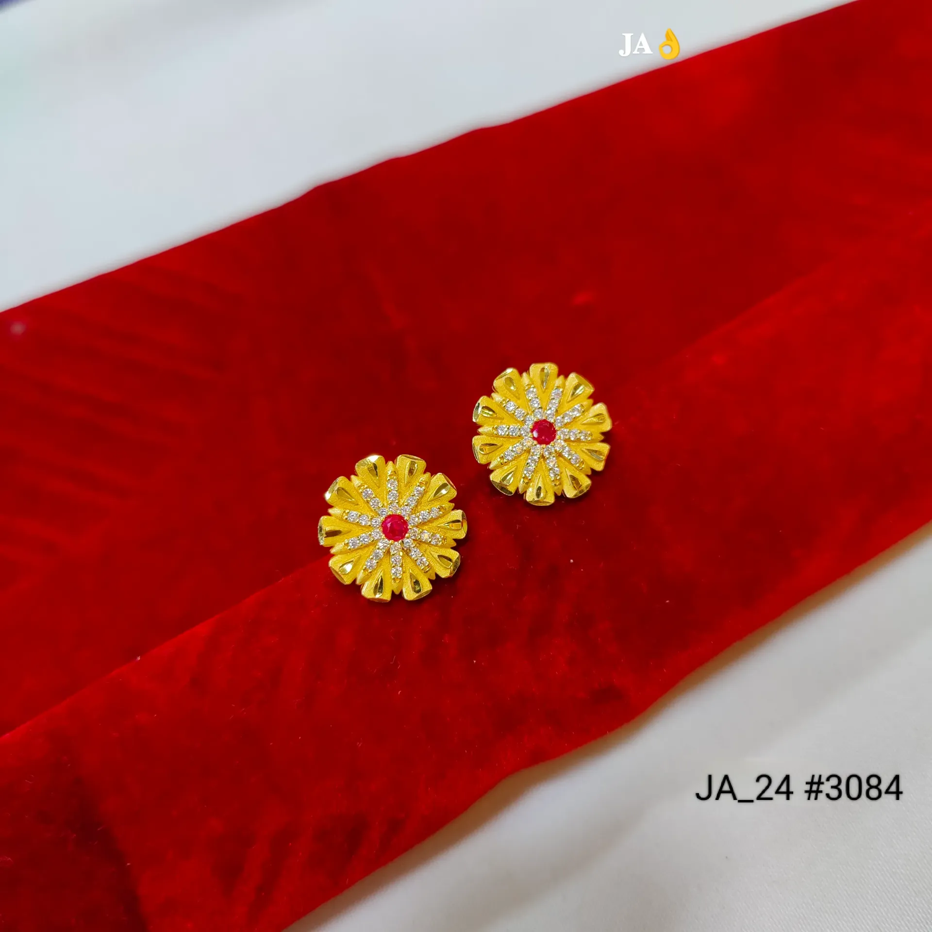 1 Gram Gold Plated Floral Sunburst Stud Earrings DN-3084