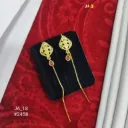 1 Gram Gold Plated Ruby Drop Chain Earrings DN-2458