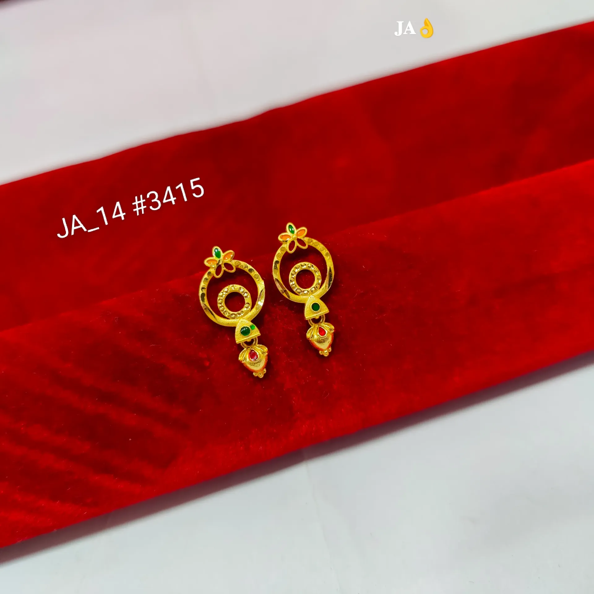 Floral Circle Charm Gold Finish Earrings DN-3415