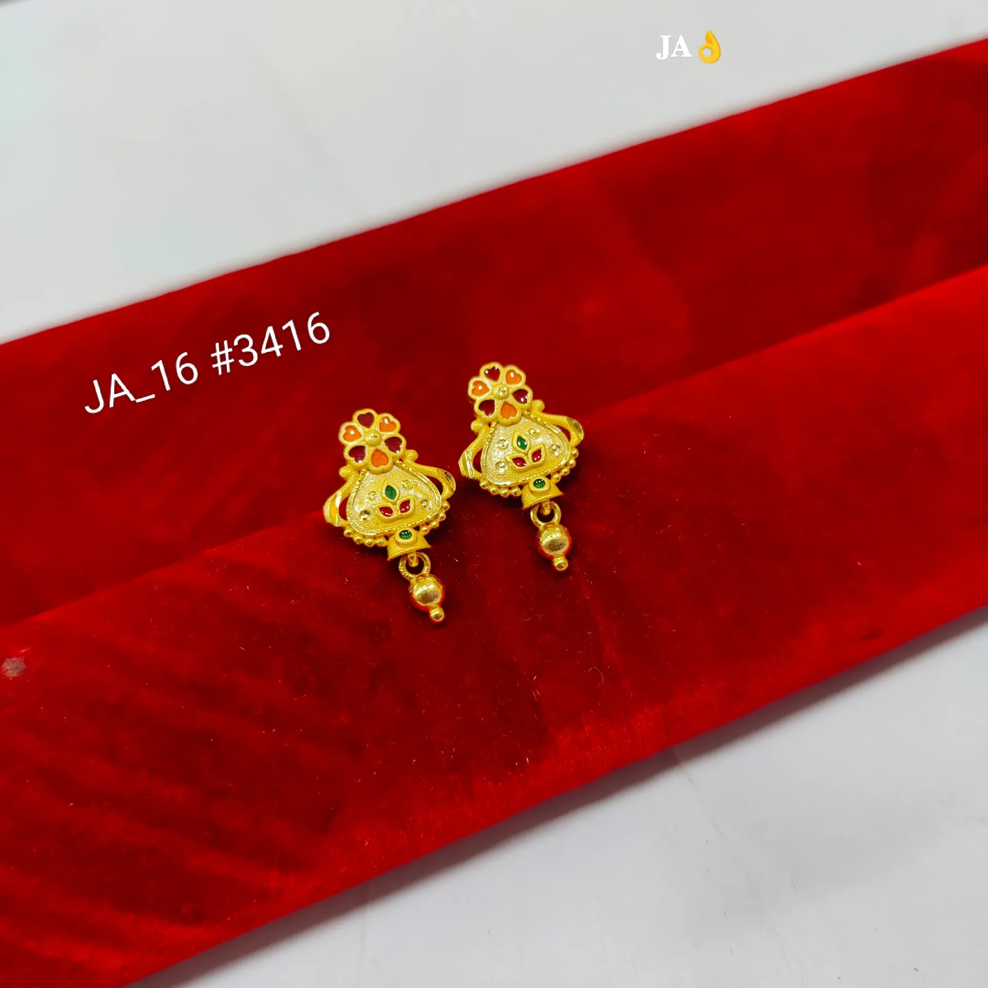 Traditional Floral Enamel Drop Earrings DN-3416