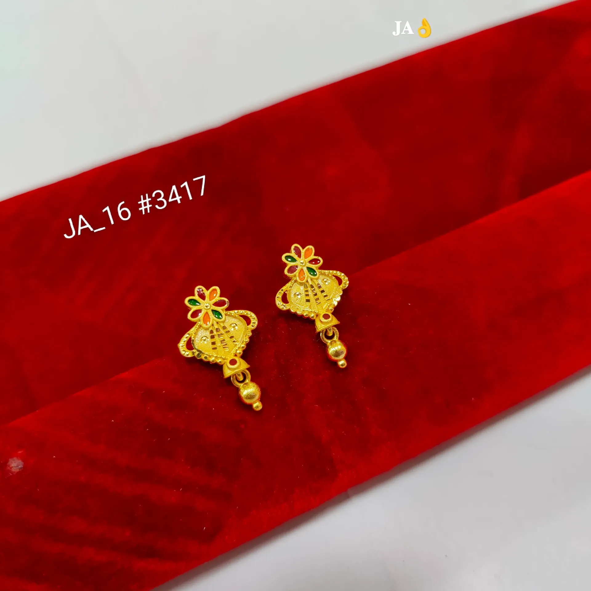 Floral Multicolor Gold Finish Drop Earrings DN-3417