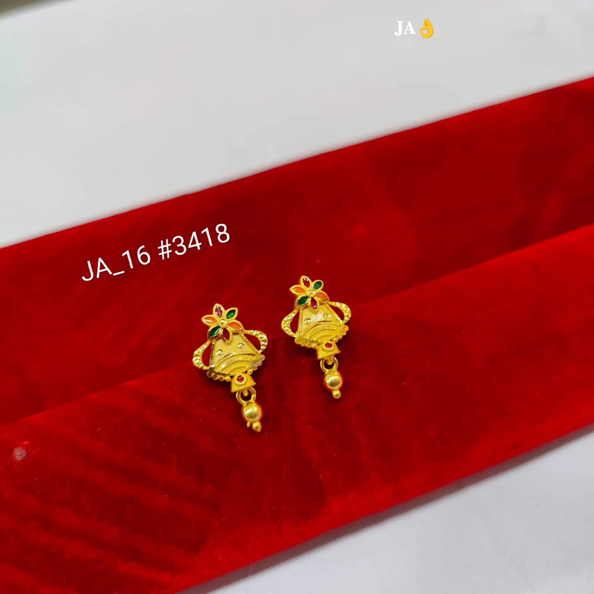 Floral Multicolor Gold Finish Mini Drop Earrings DN-3418