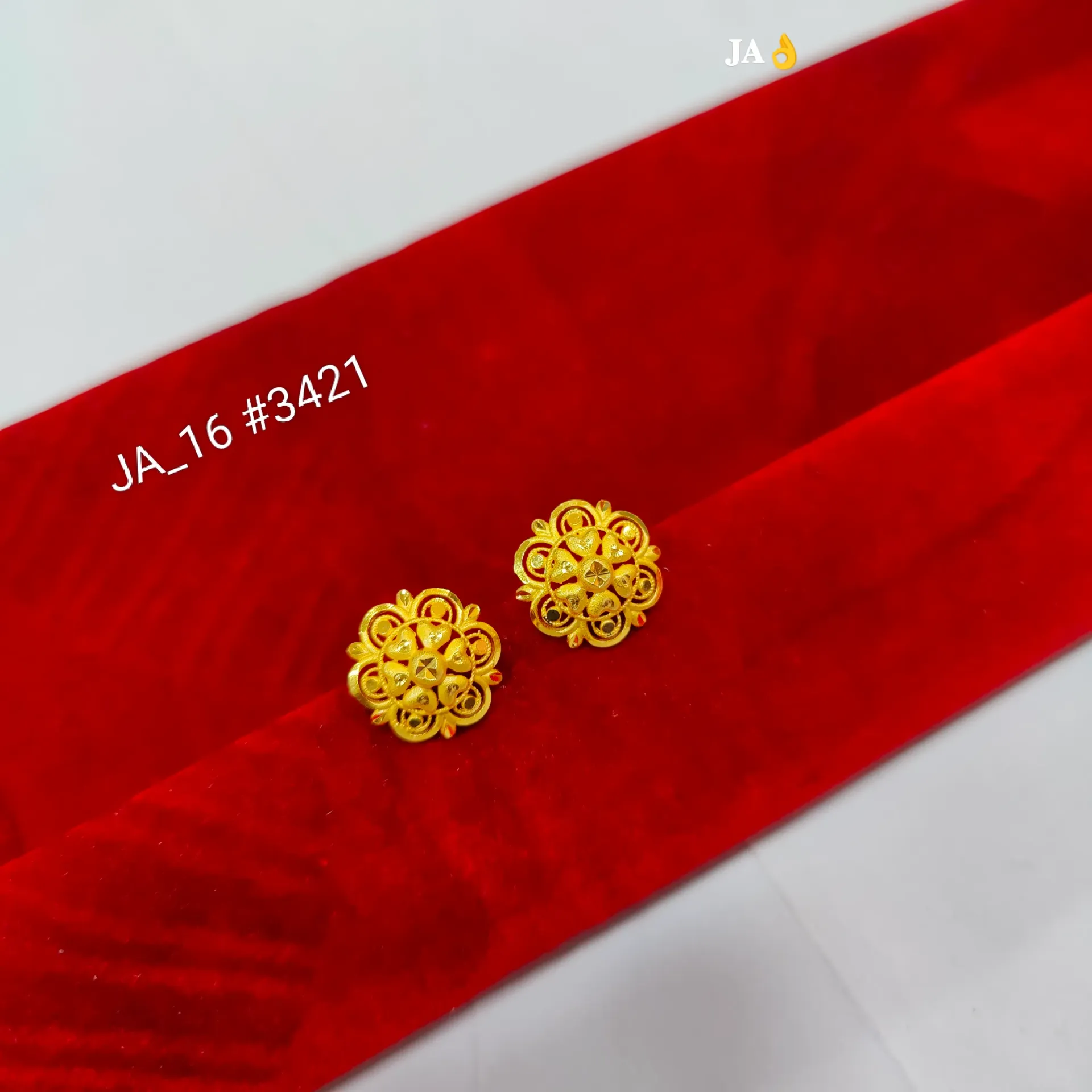 Traditional Floral Gold Finish Stud Earrings DN-3421