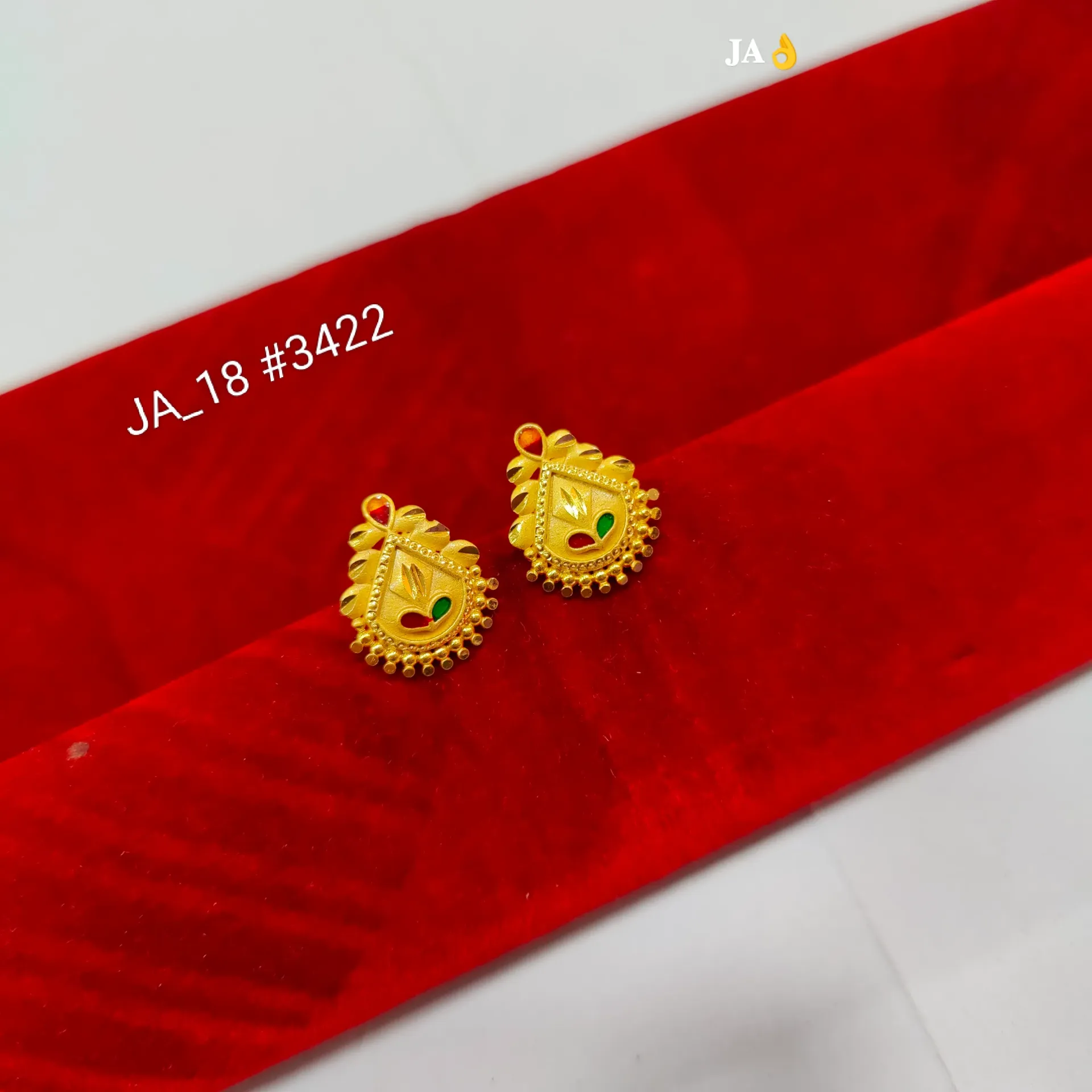 Traditional Multicolor Paisley Gold Finish Stud Earrings DN-3422