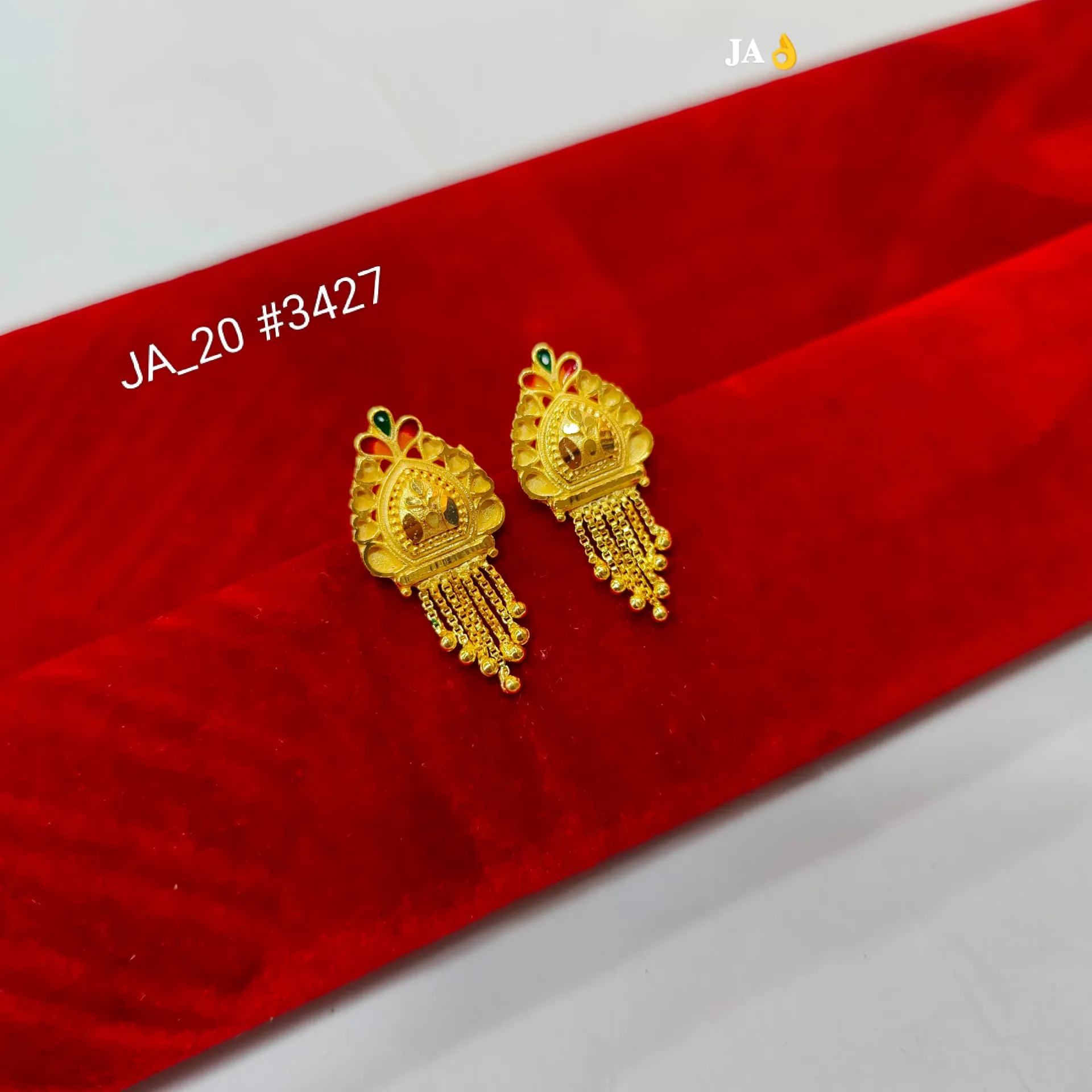 Traditional Peacock-Inspired Gold Dangling Earrings DN-3427