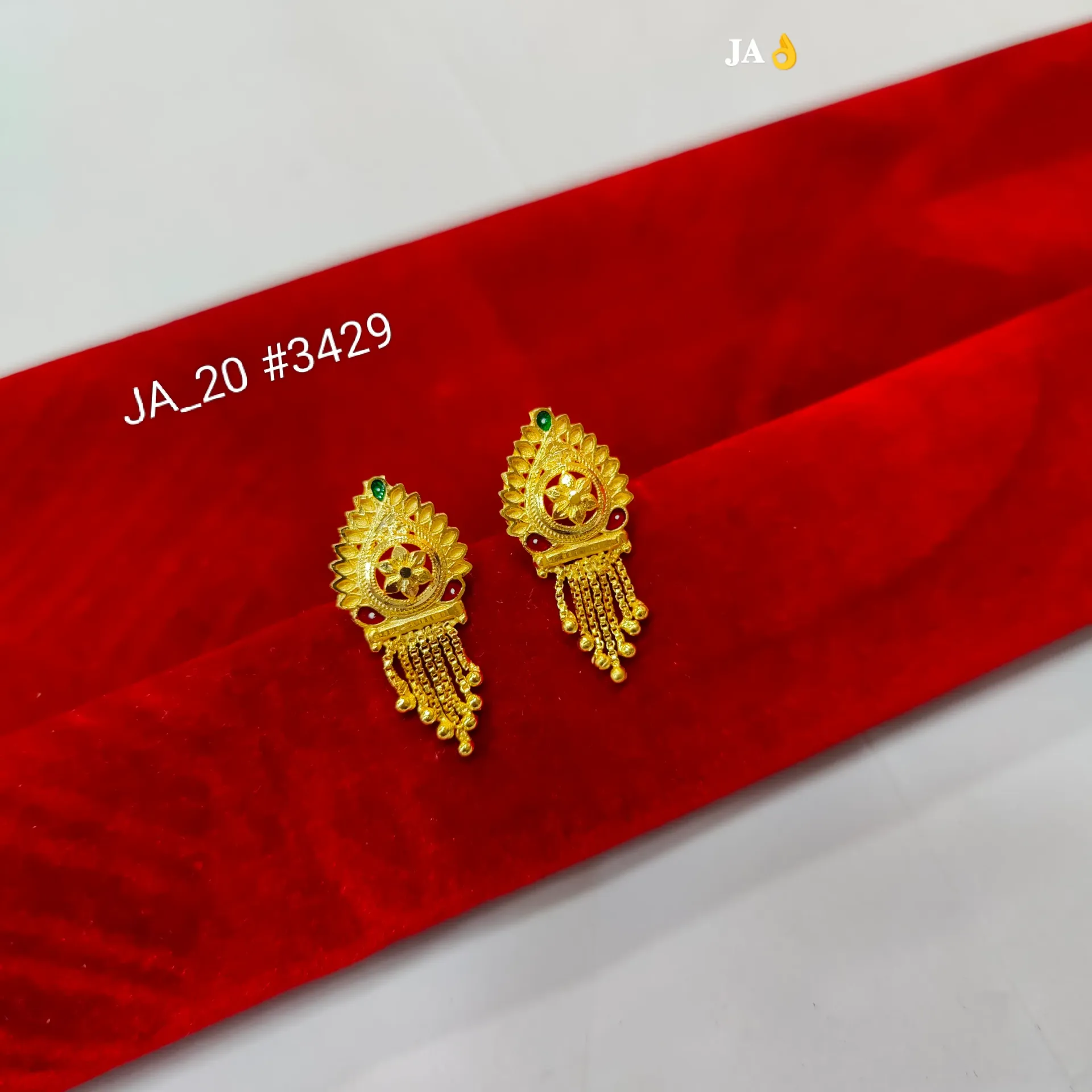 Traditional Floral Gold Dangling Earrings DN-3429