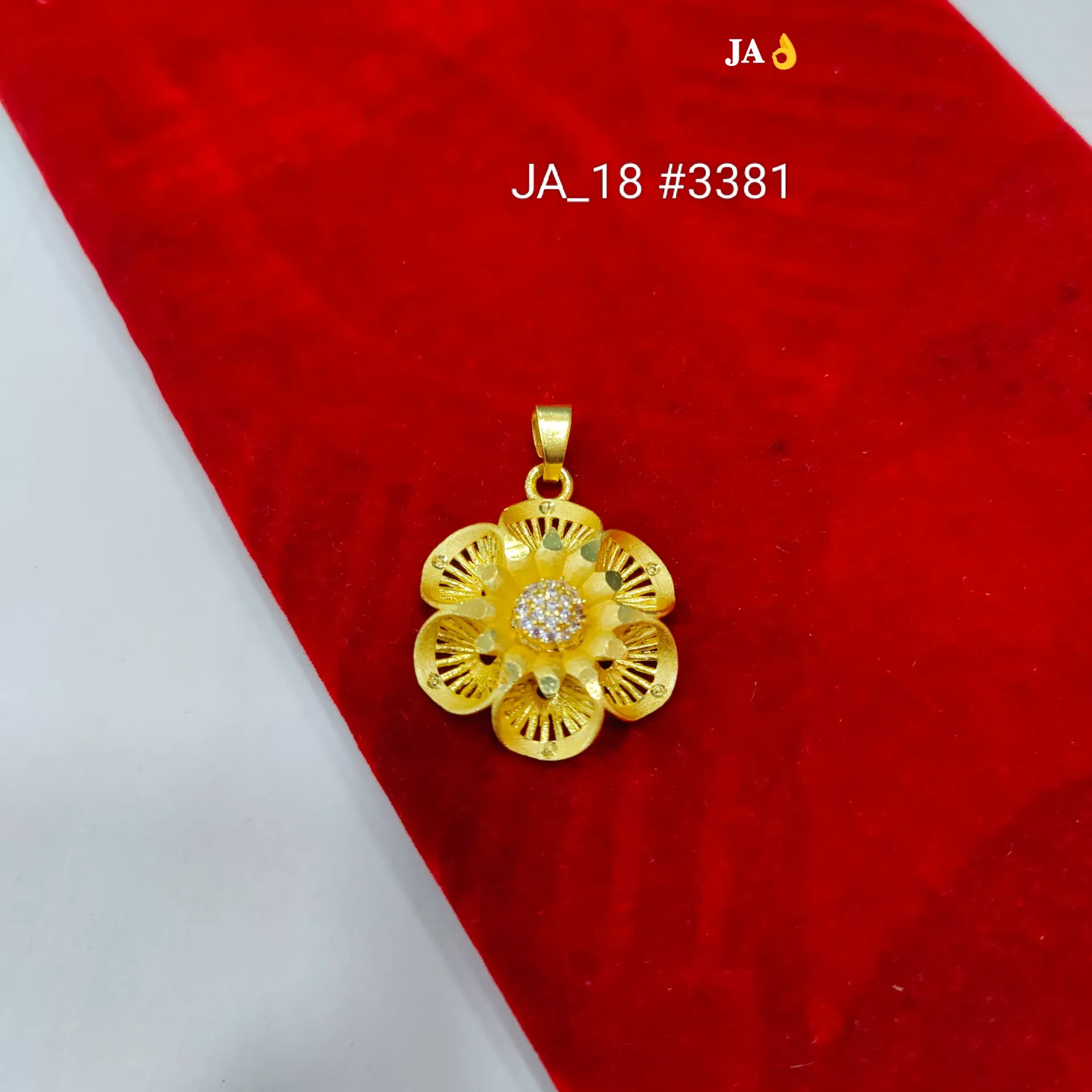 1 Gram Gold Plated Floral Stone Studded Designer Pendant DN-3381