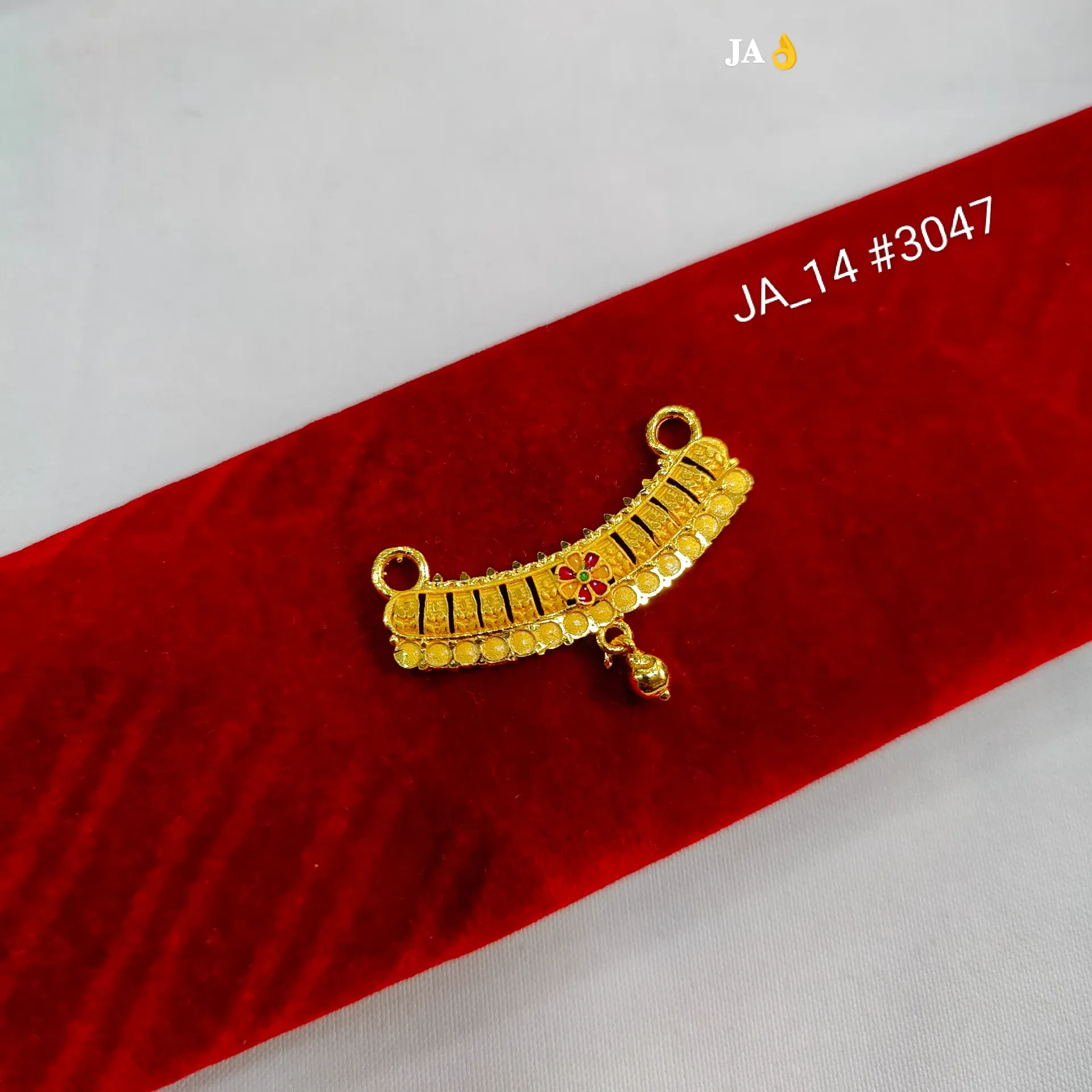 Traditional Gold Plated Crescent Meenakari Pendant Connector Charm DN-3047