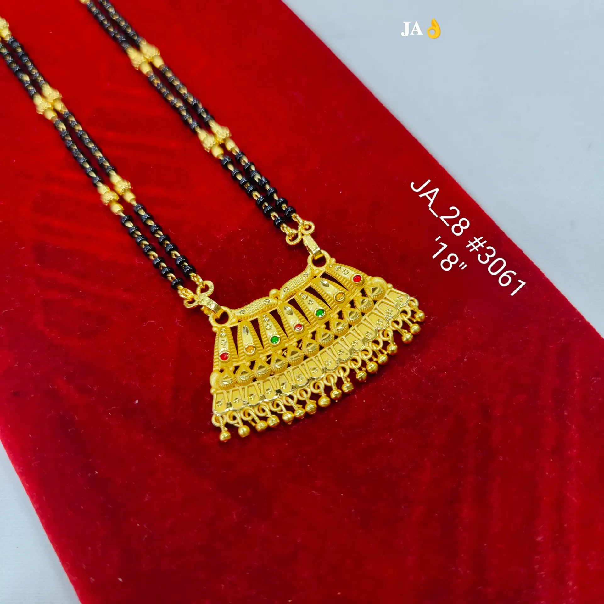 1 Gram Gold Plated Traditional Mangalsutra Pendant Necklace DN-3061
