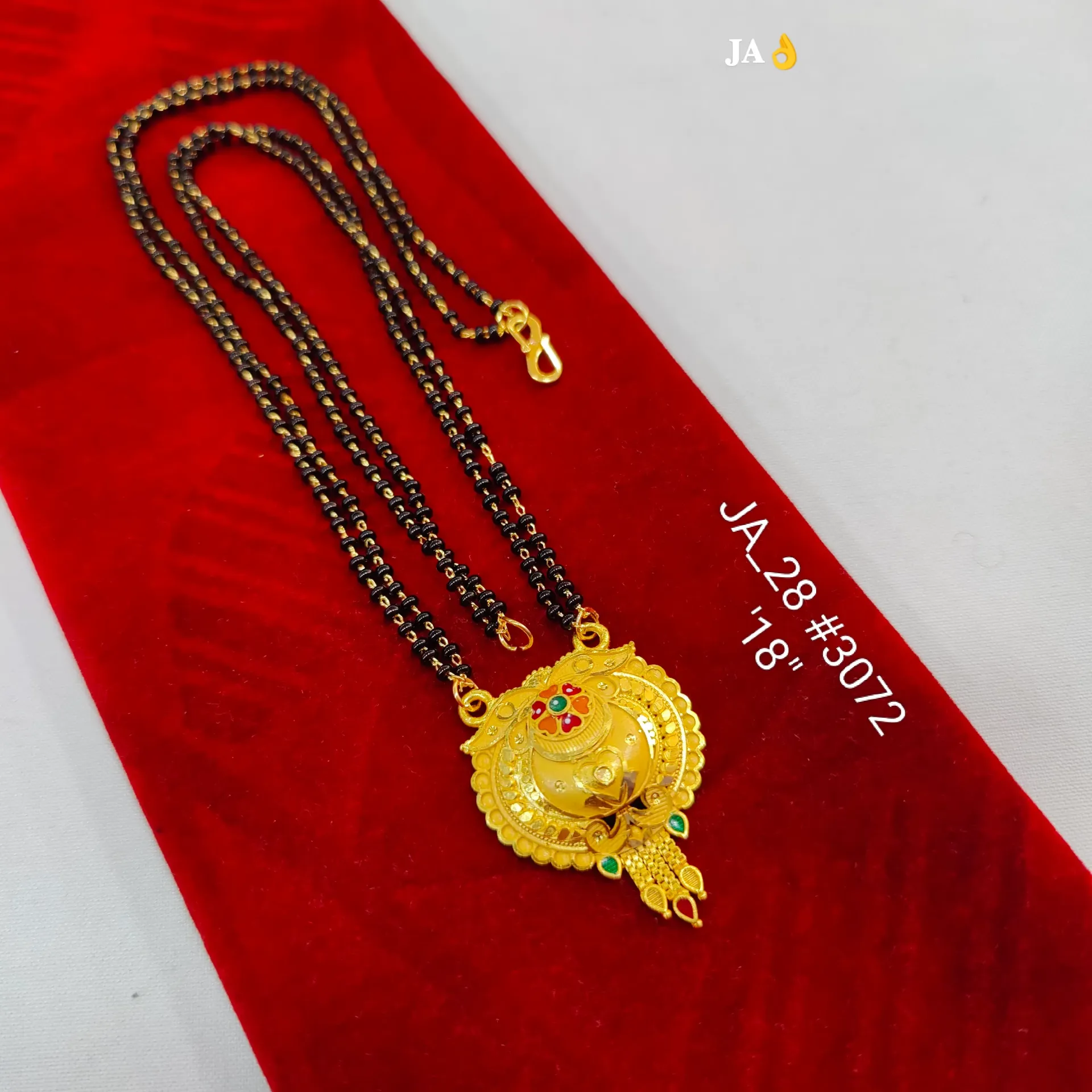1 Gram Gold Plated Traditional Round Pendant Mangalsutra DN-3072