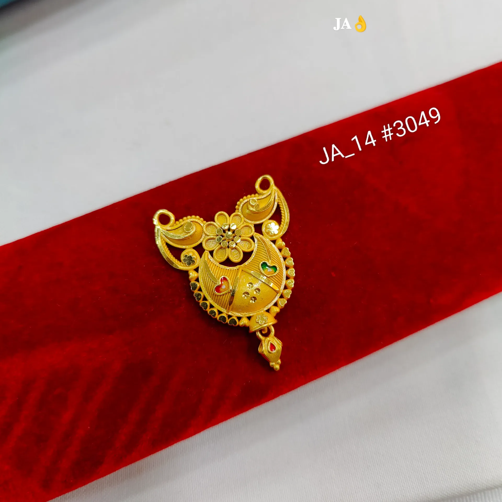Traditional Gold Plated Floral Meenakari Pendant Connector Charm DN-3049