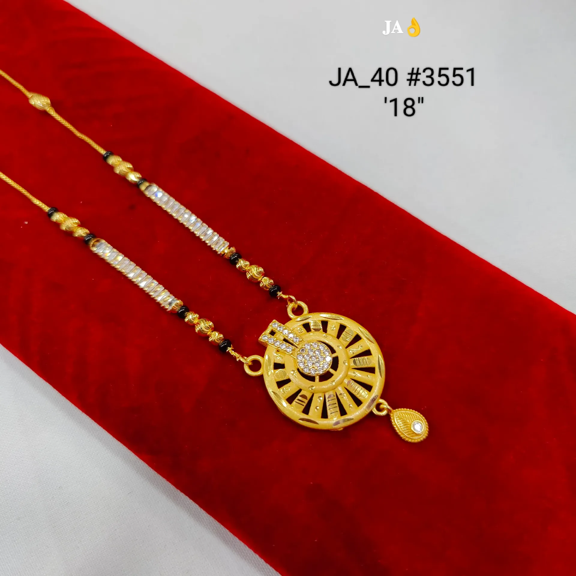 1 Gram Gold Plated Stone Studded Designer Mangalsutra Chain 18 Inch DN-3551
