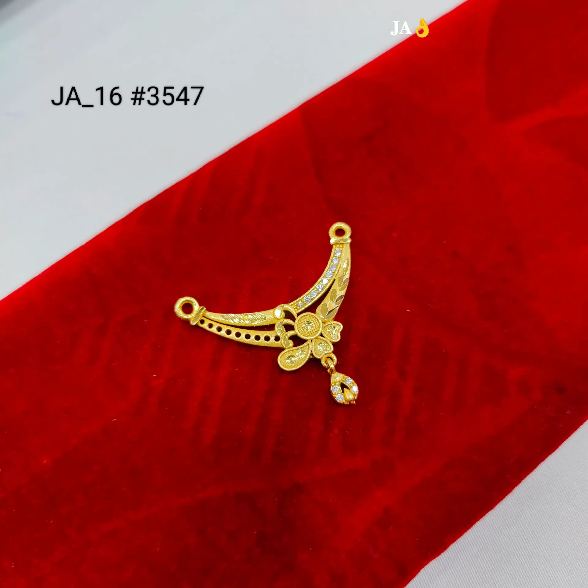 Elegant Floral Curve Gold Nath Pendant DN-3547